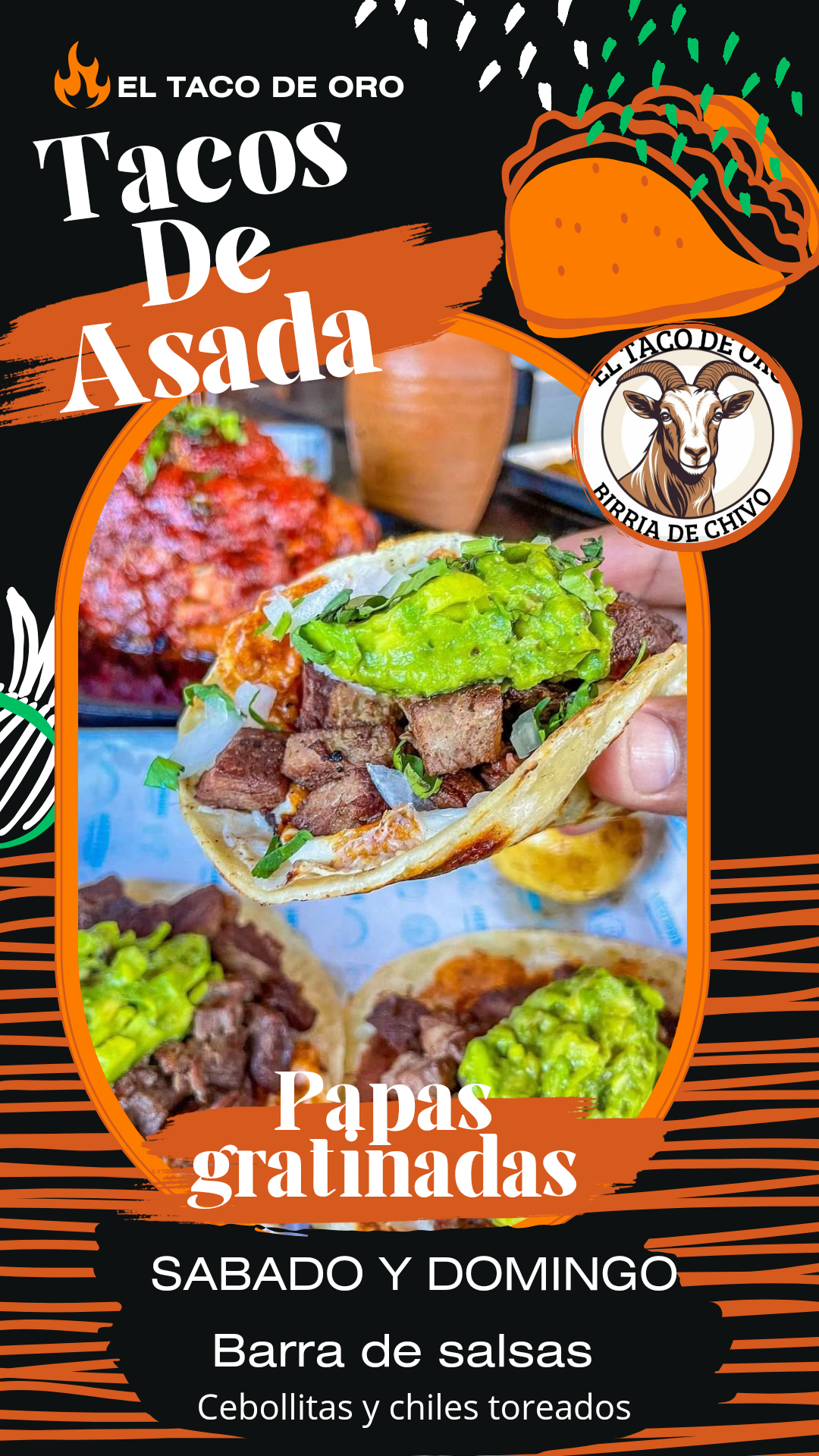 El TACO DE ORO (birria de chivo y asada barra de salsas)) image 5