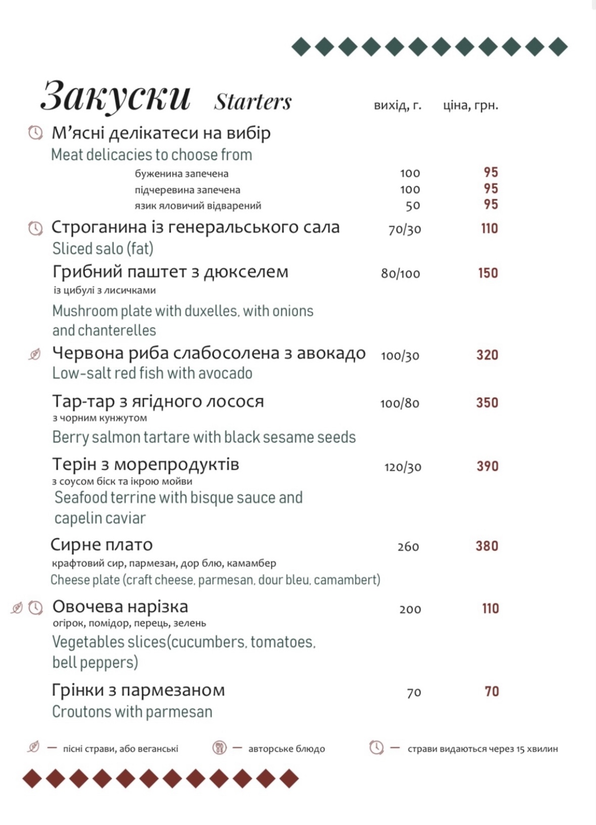 Hotelʹ-Restoran Huberniya menu 1