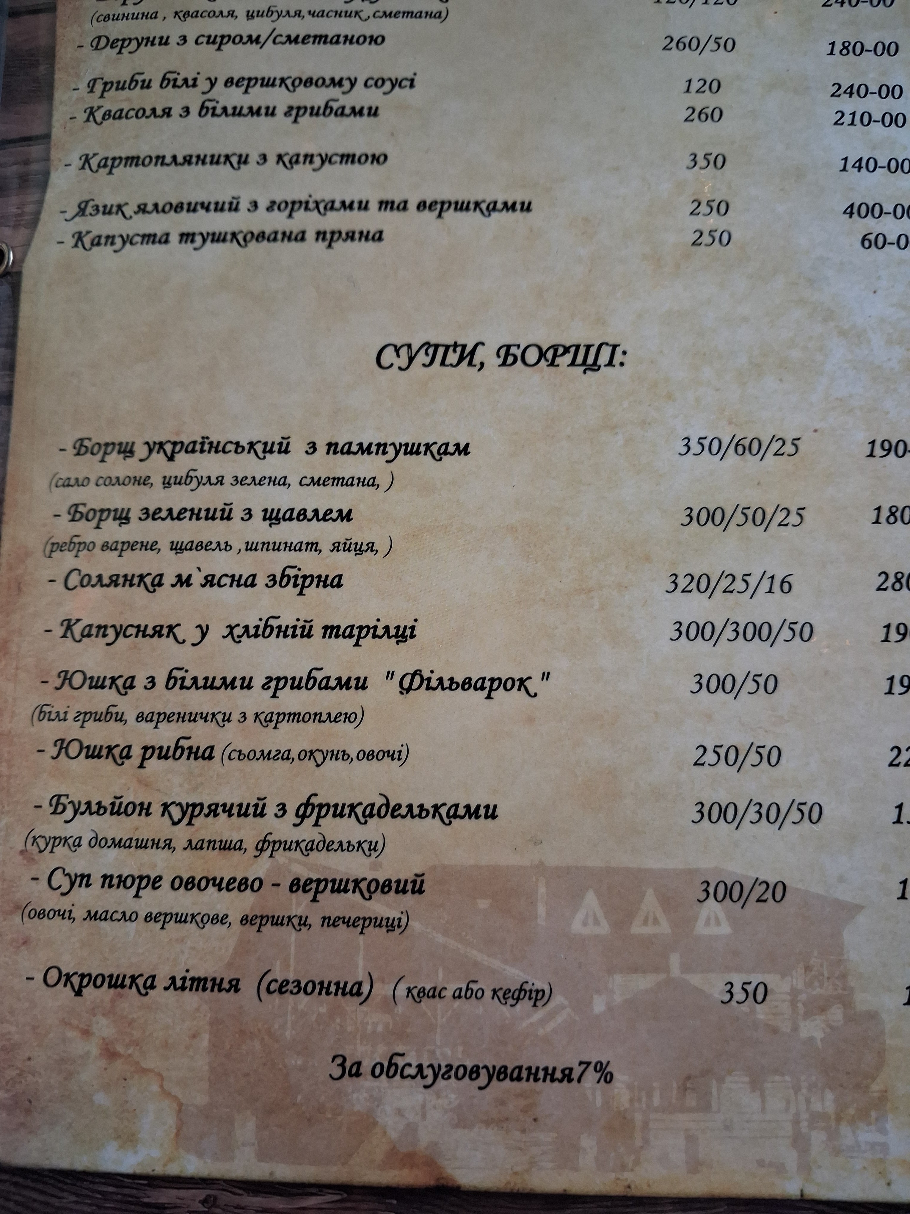 Filʹvarok menu 1