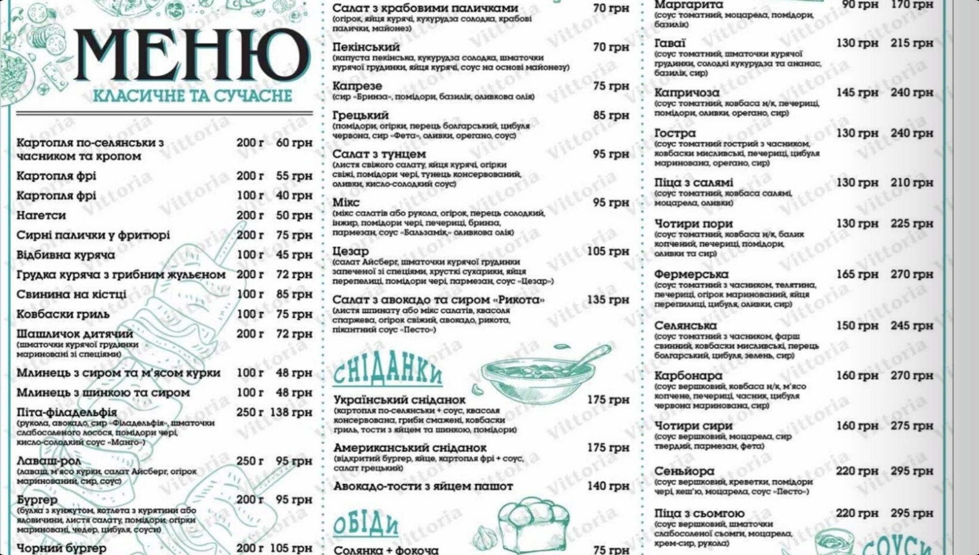 Pizzeria Vittoria menu 1