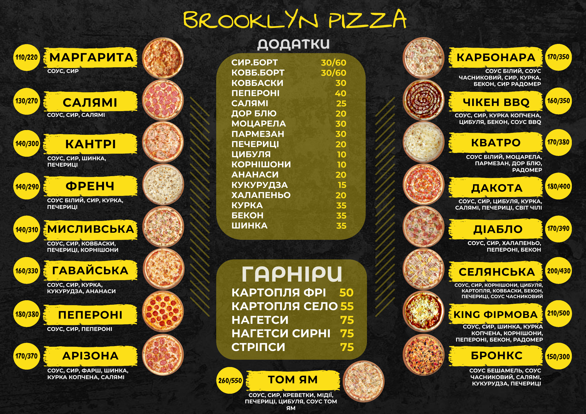 BROOKLYN PIZZA menu 1