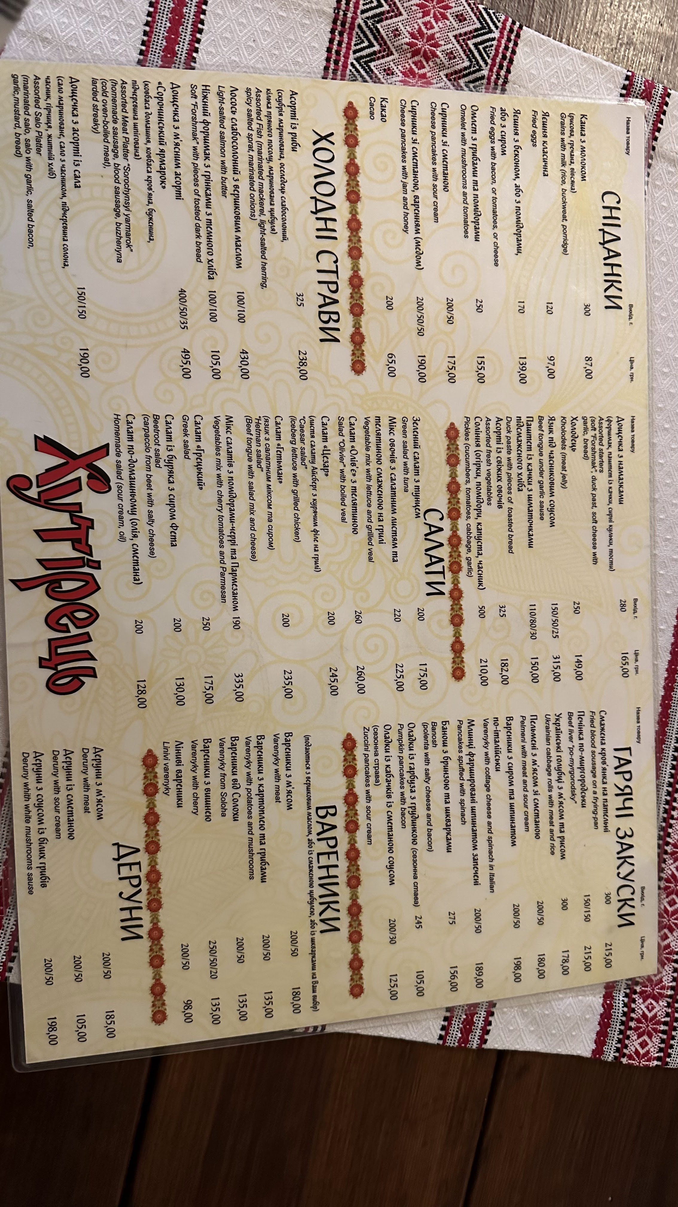 Khutiretsʹ menu 6