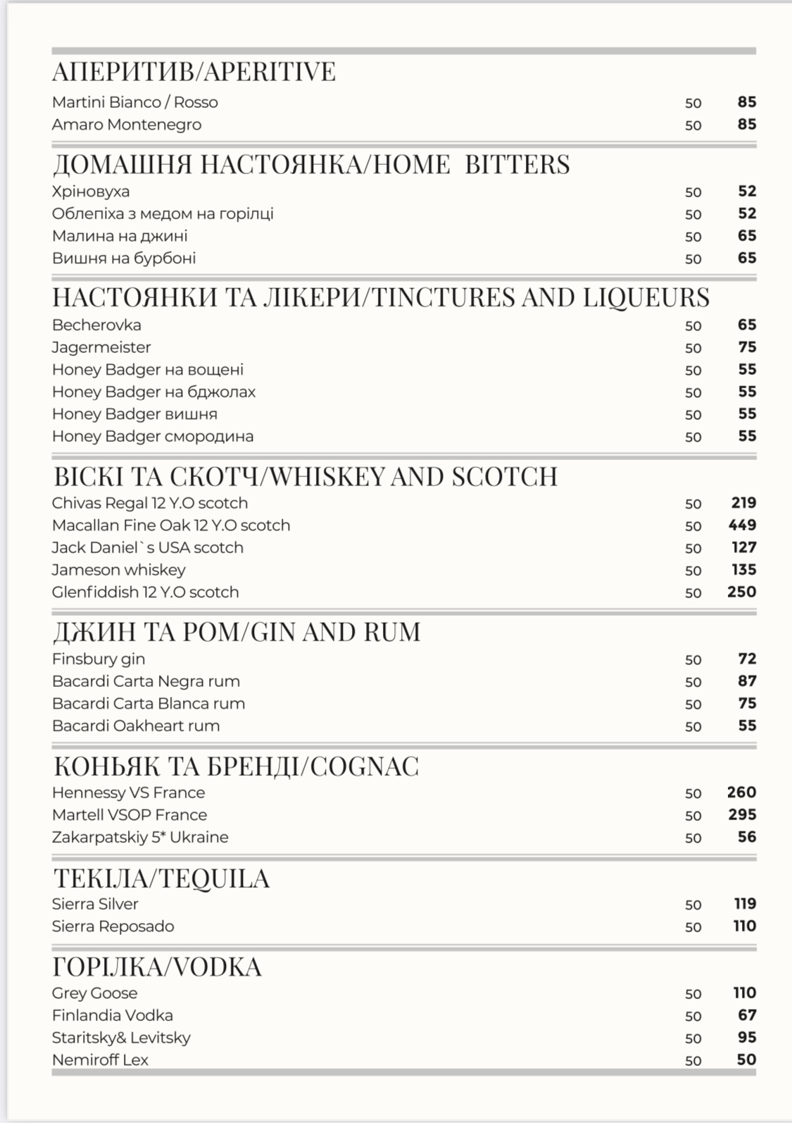 Вілла Віта menu 4