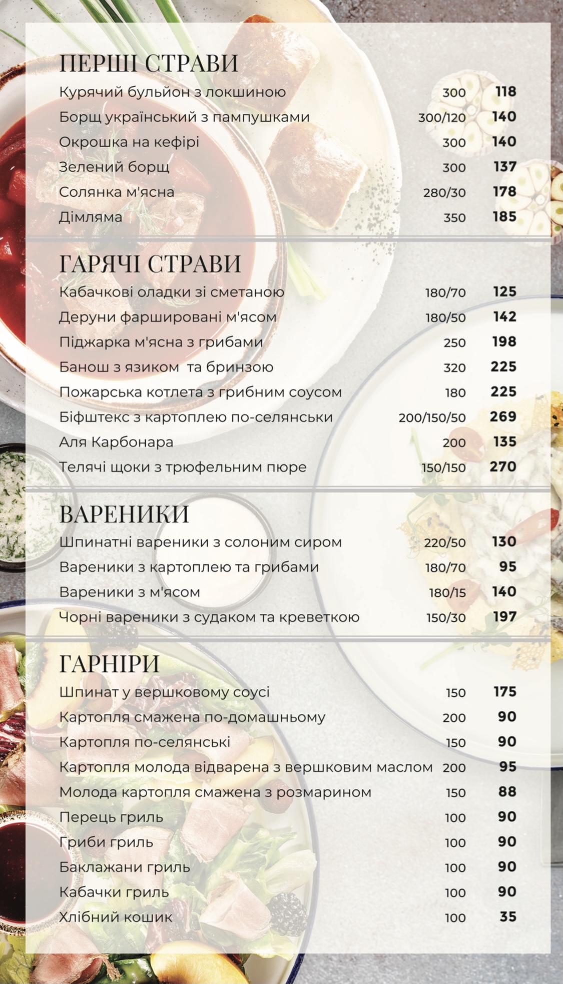Вілла Віта menu 12