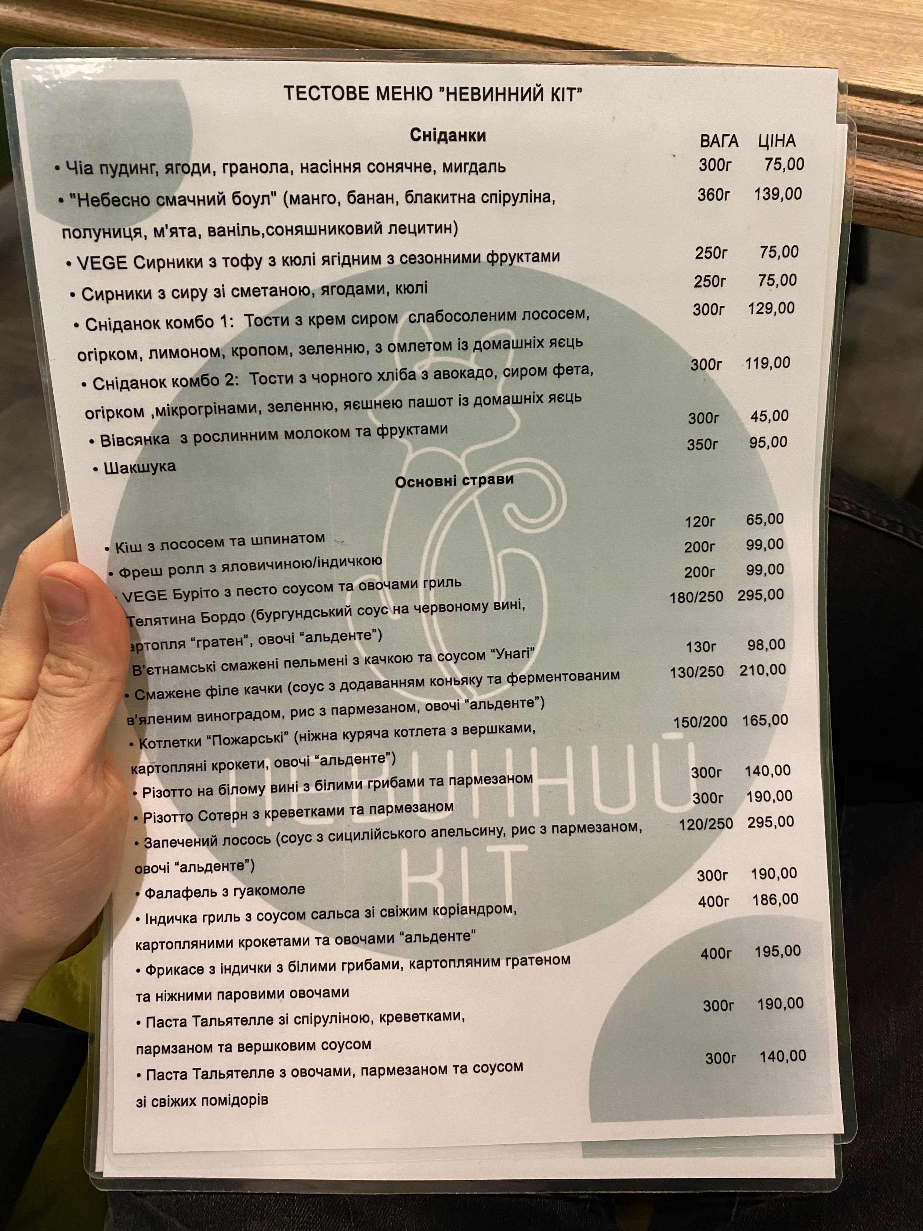 Не Винний Кіт menu 3