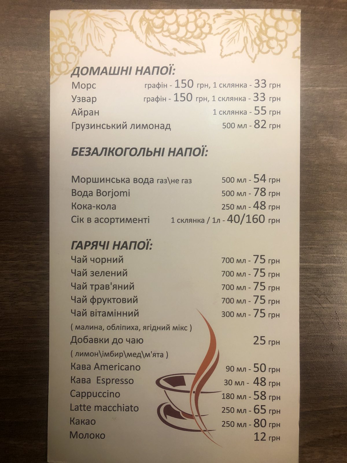 Chichilaki Svyatoshynsʹka menu 1