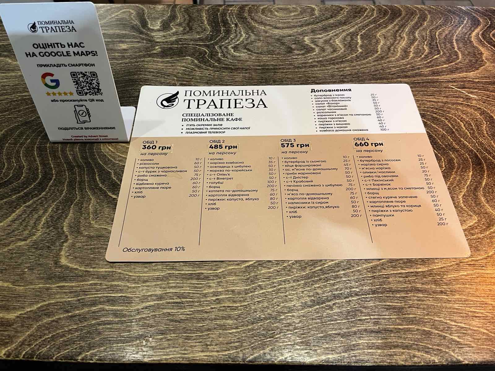 Поминальное Кафе Киев. Трапеза поминальна (Поминальные обеды) menu 2