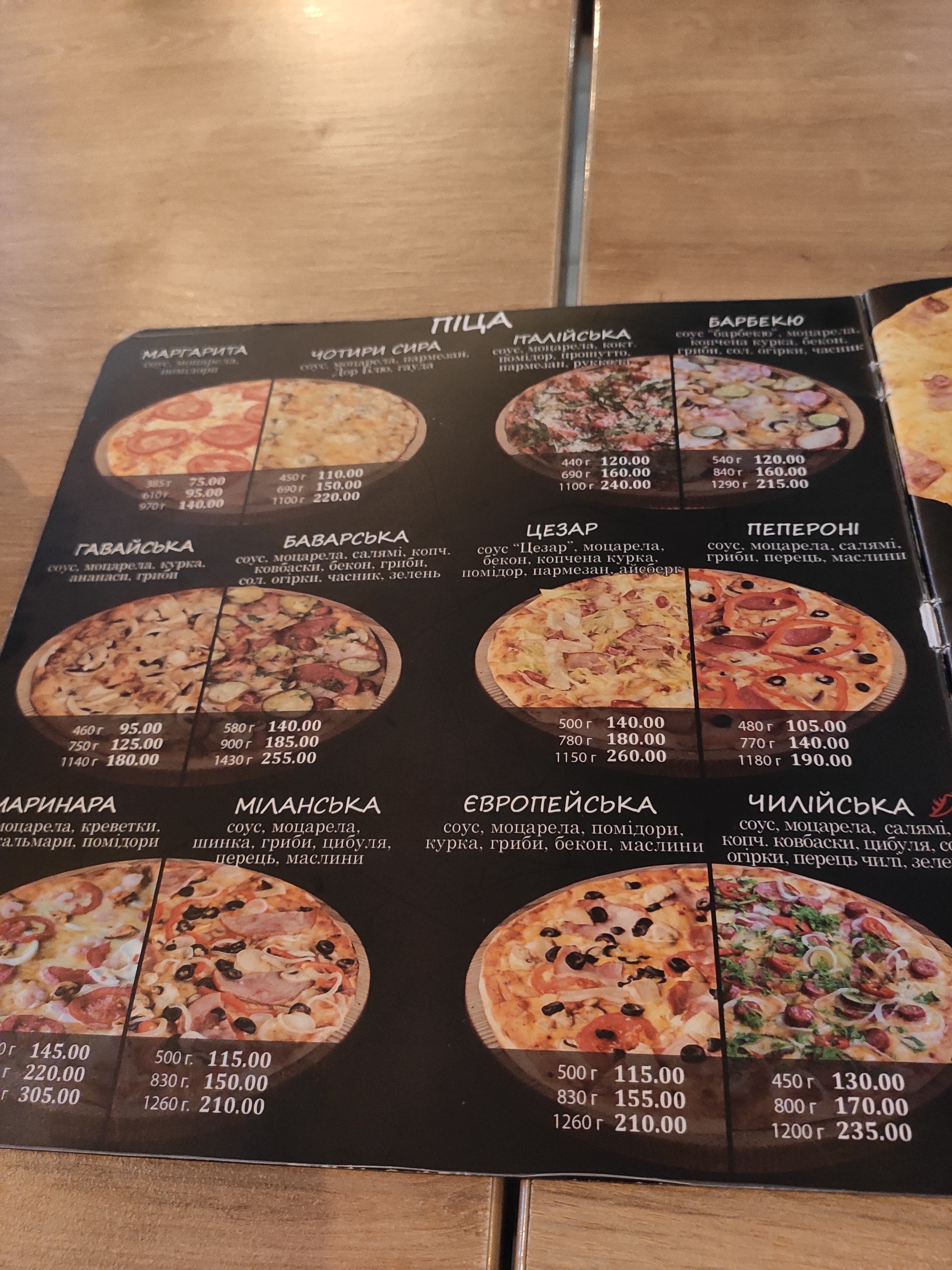 Margarita menu 1