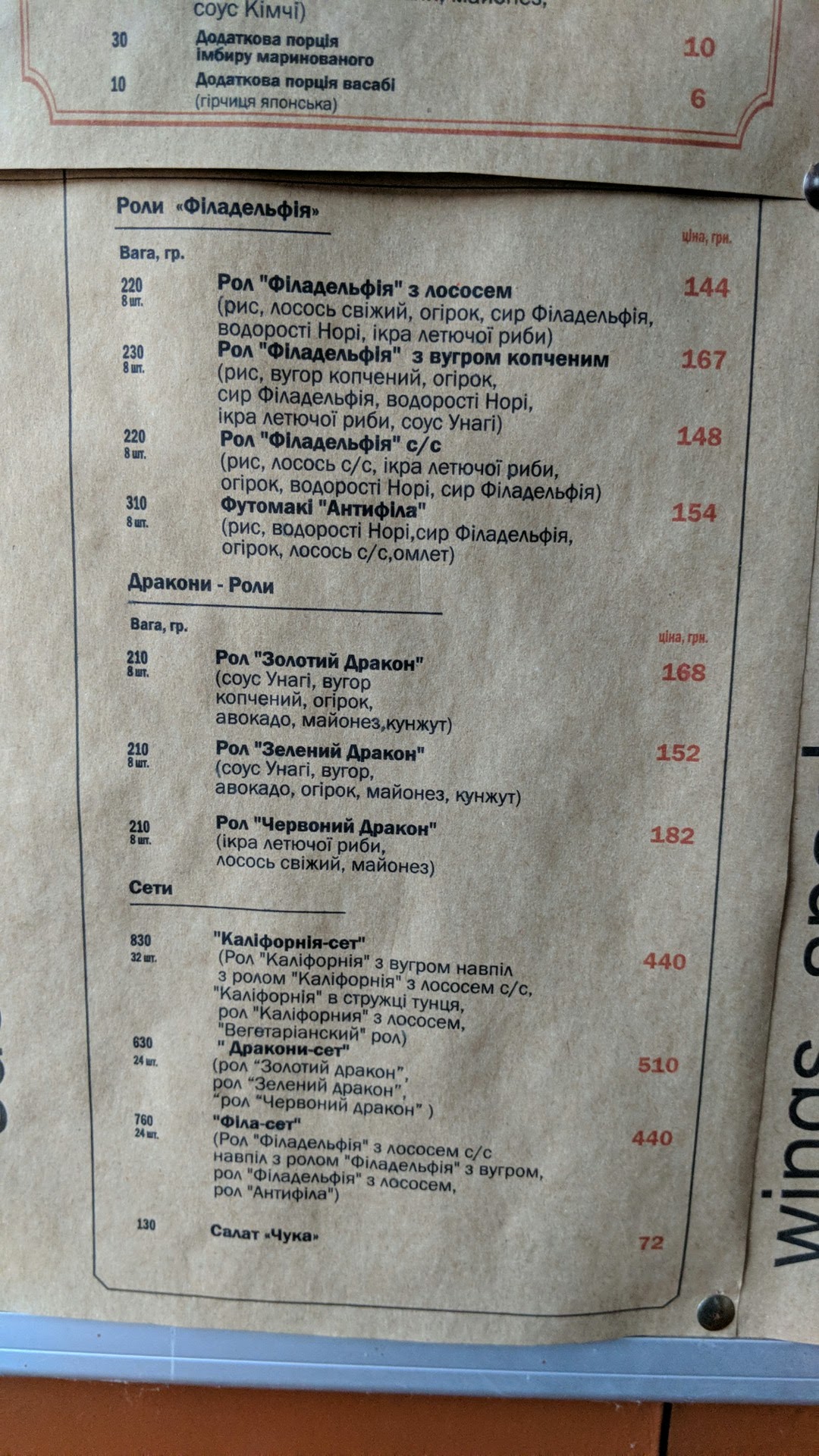 Drova pizzeria menu 5