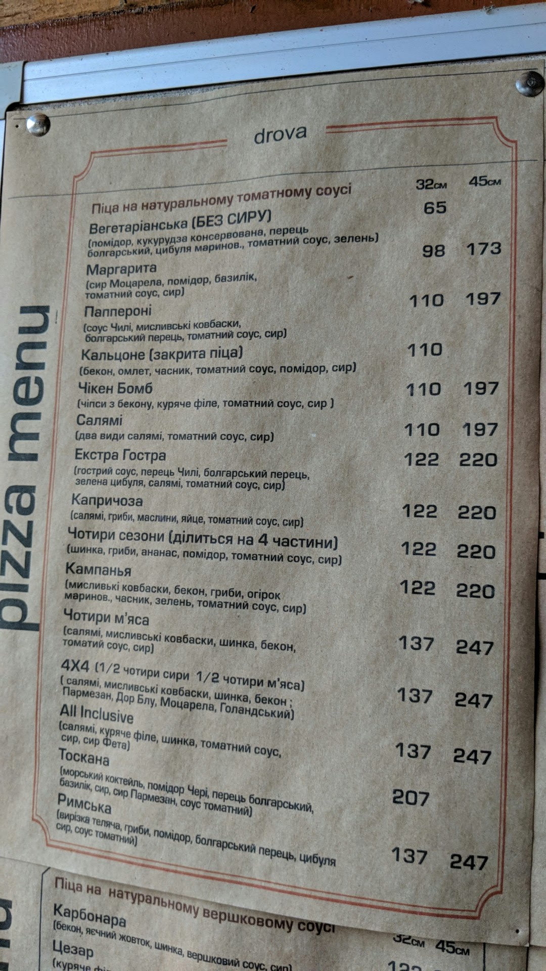 Drova pizzeria menu 8