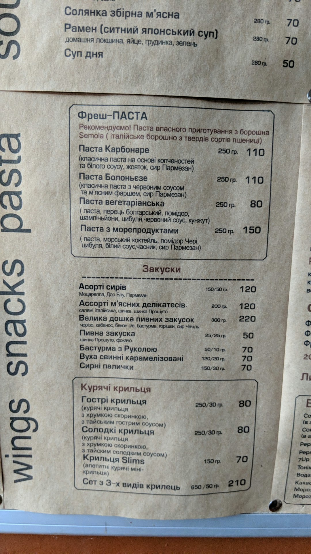 Drova pizzeria menu 9