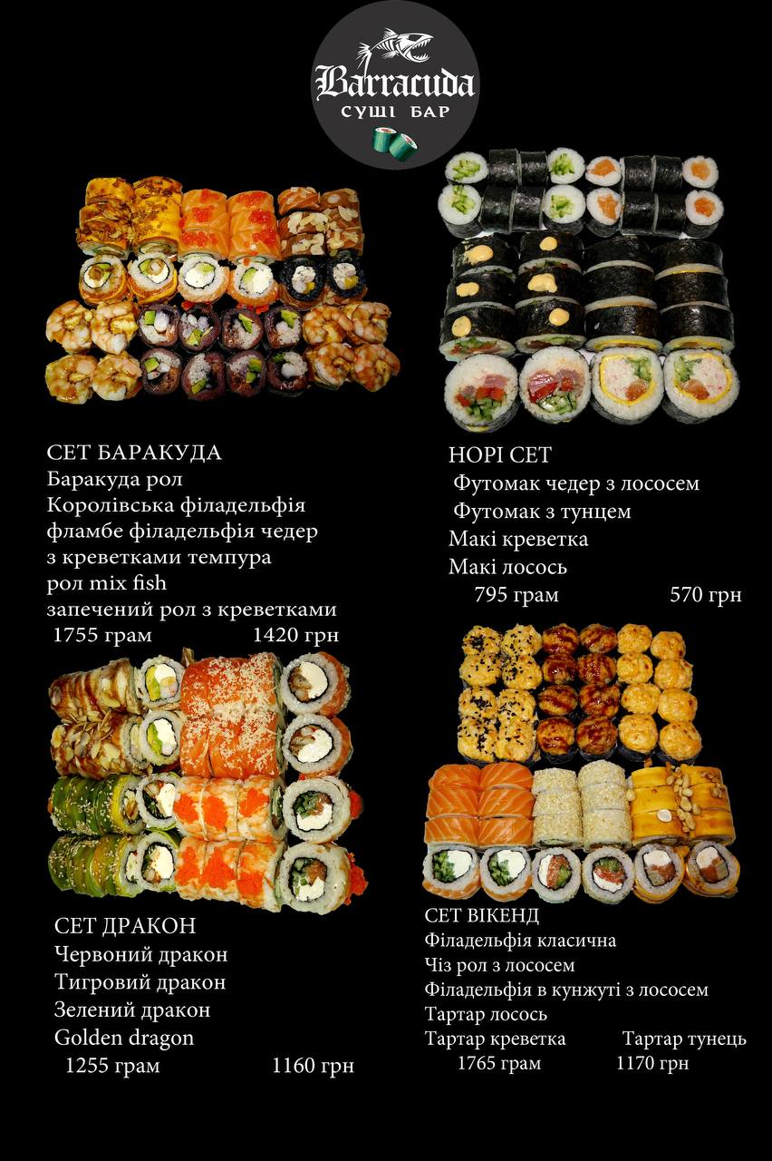 Barrakuda Sushi Zviahel menu 2