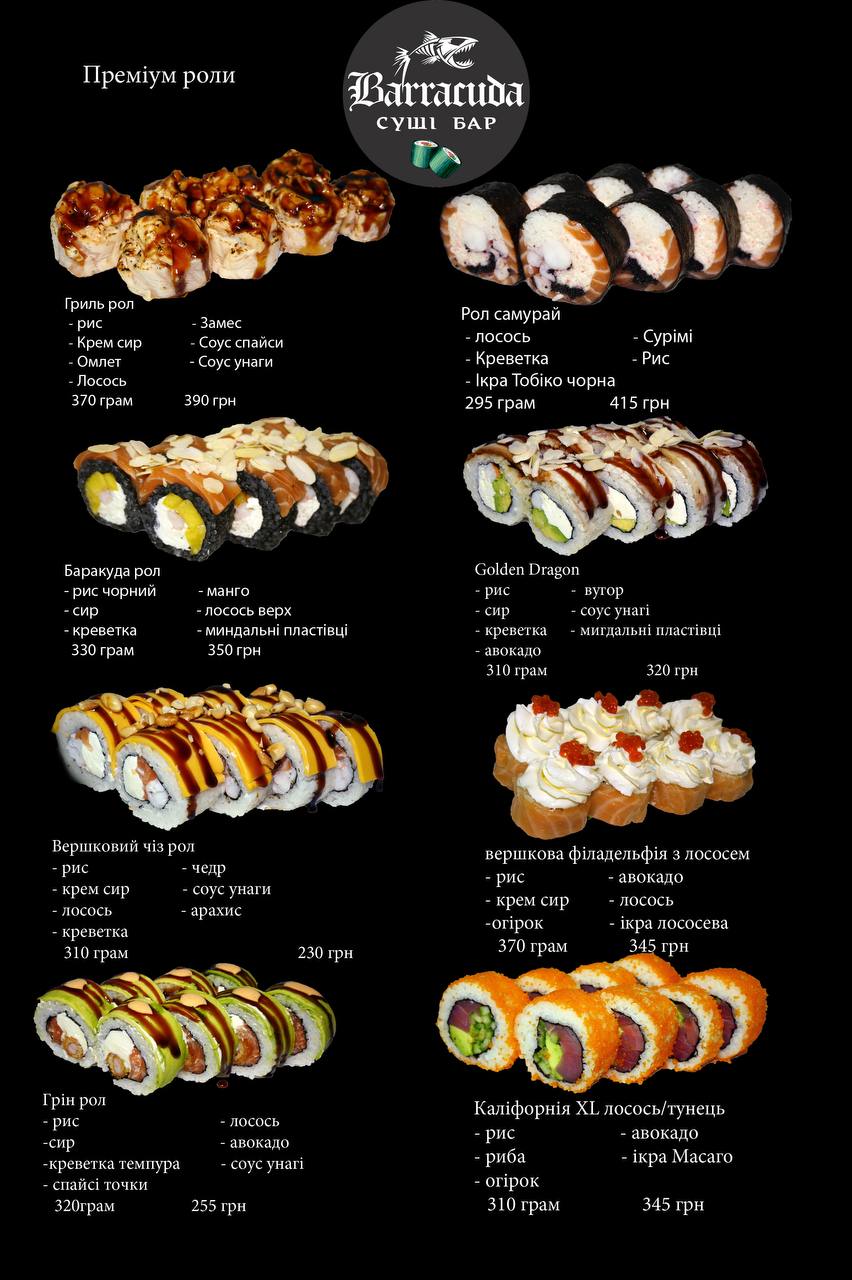 Barrakuda Sushi Zviahel menu 8