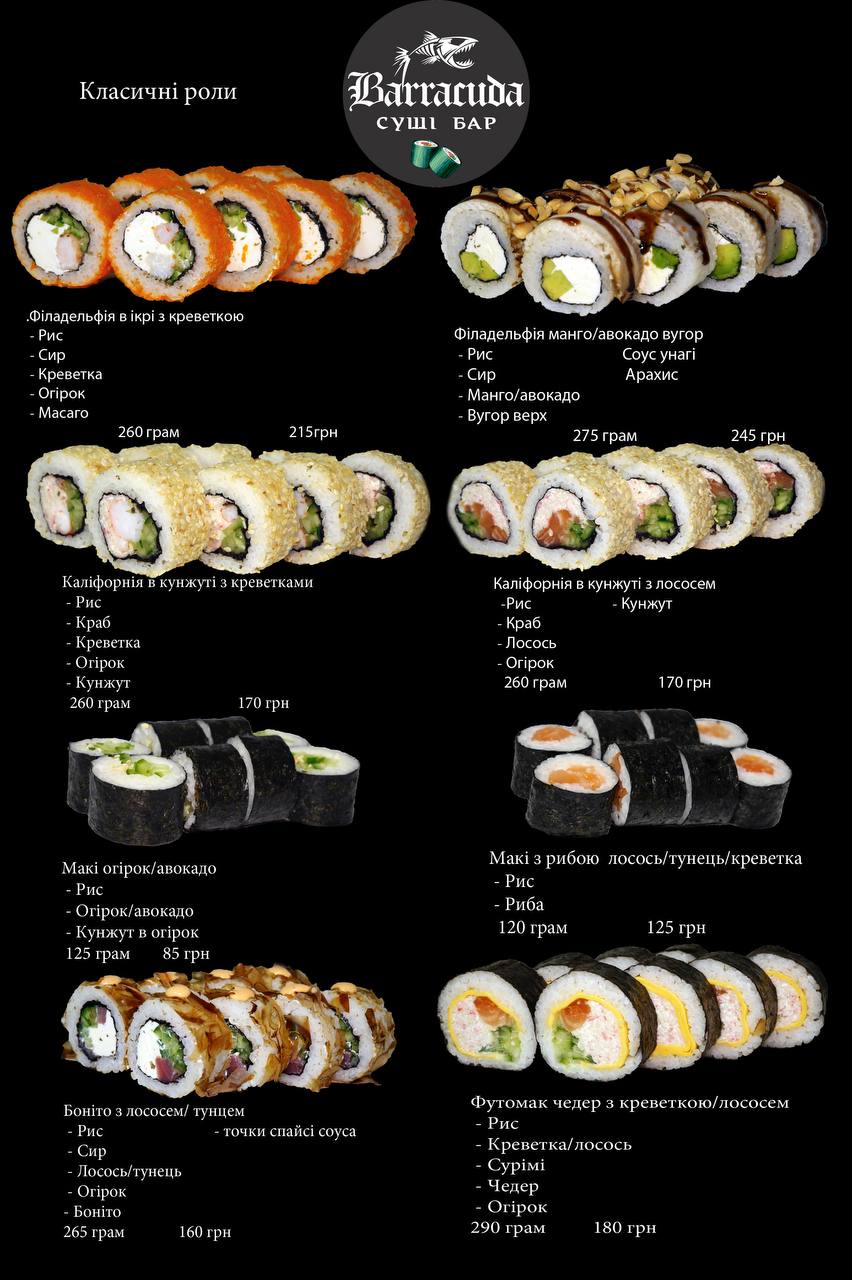 Barrakuda Sushi Zviahel menu 10