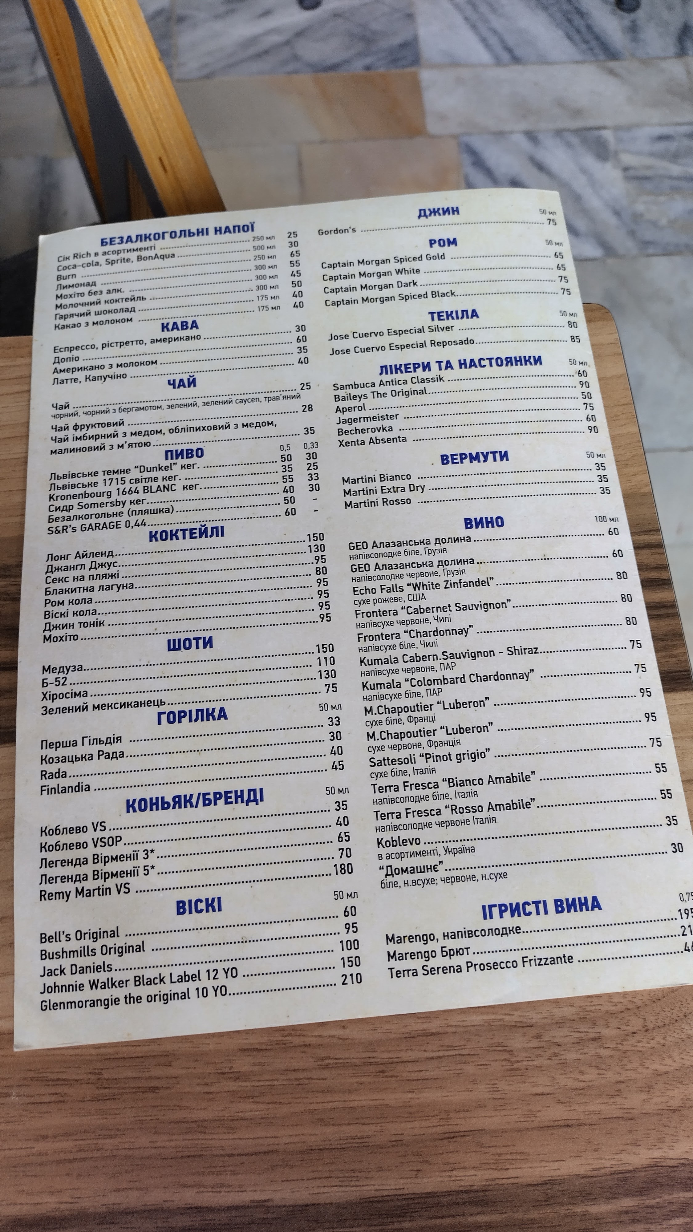 iБАР menu 4