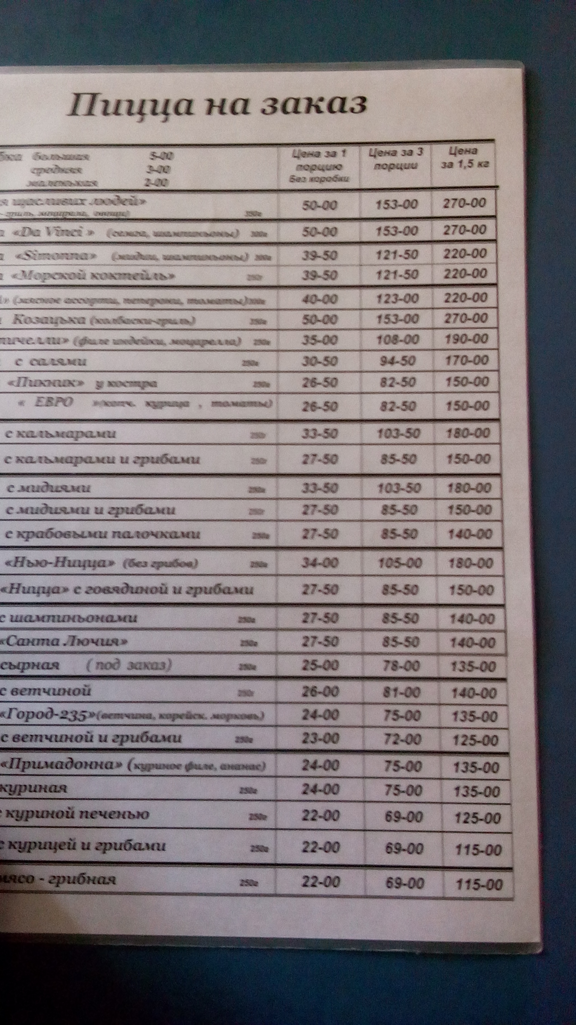Pitseriya Na Lenina menu 11