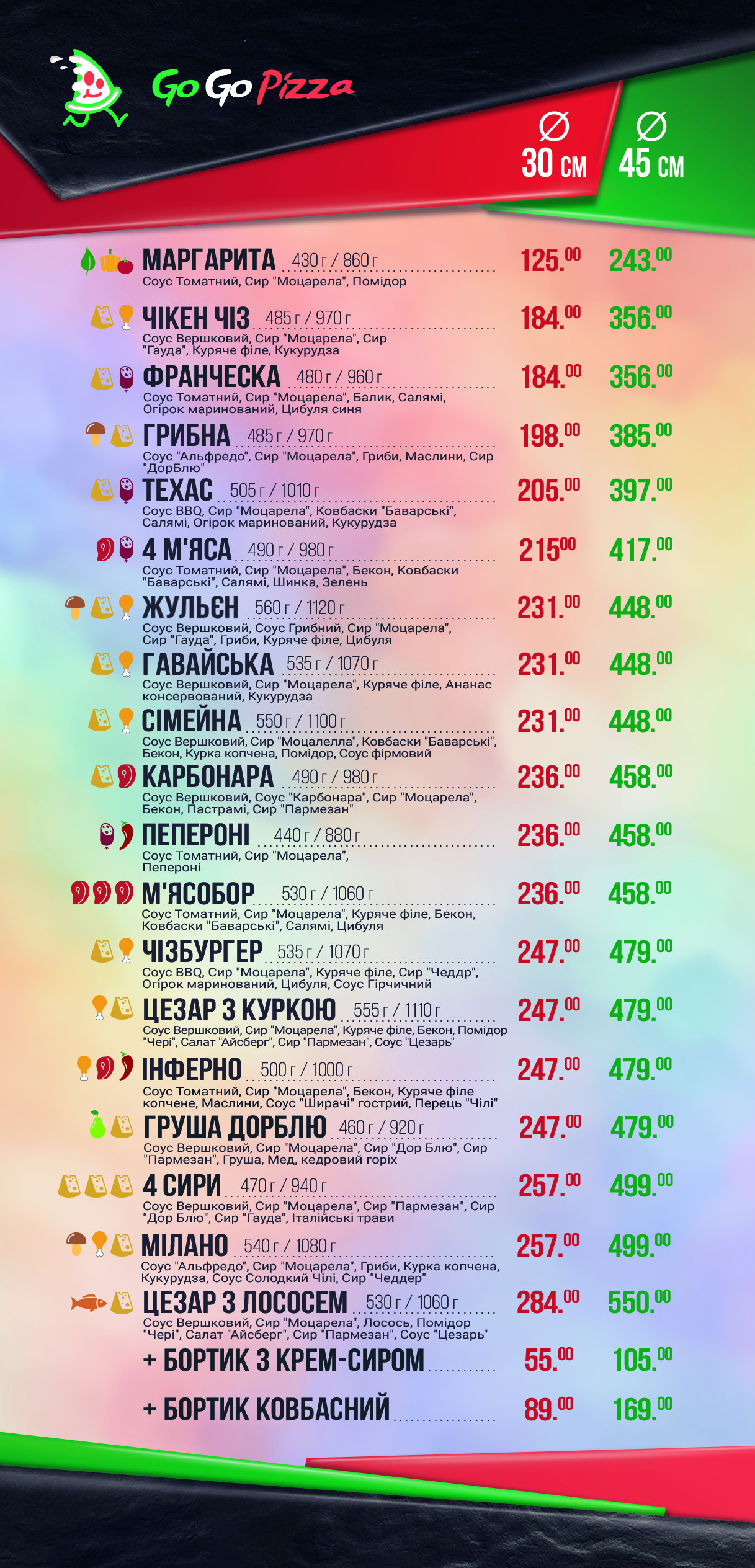 GoGoPizza menu 1
