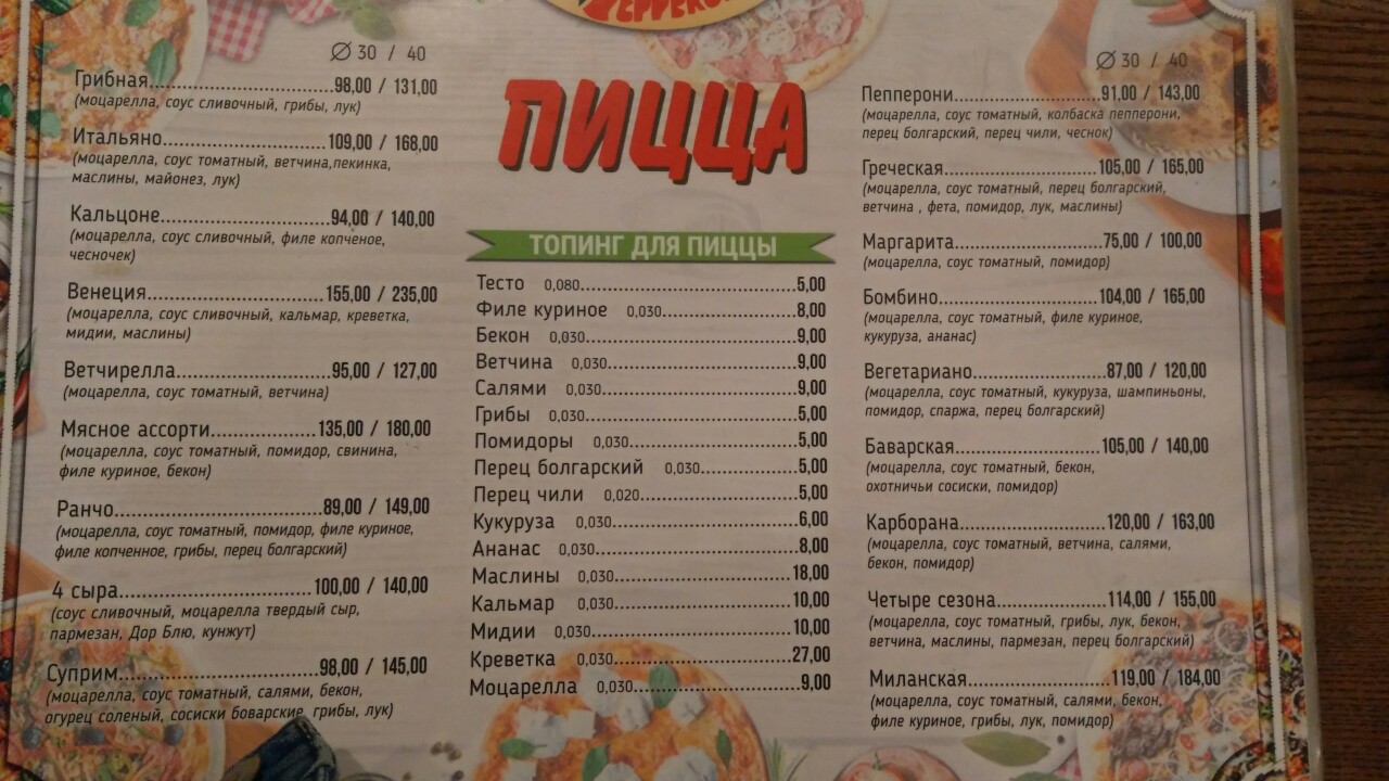 Pitseriya menu 2