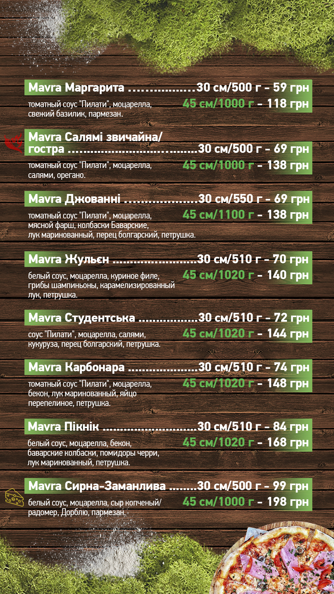 Mavra Pizza menu 2