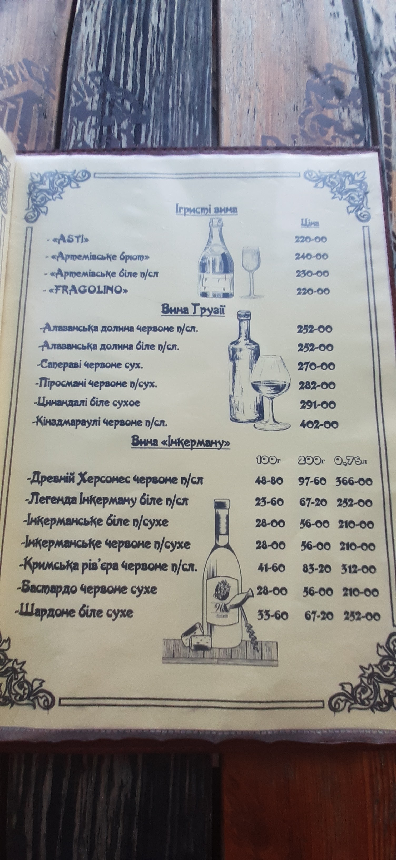 Kafe-Bar "Park" menu 1