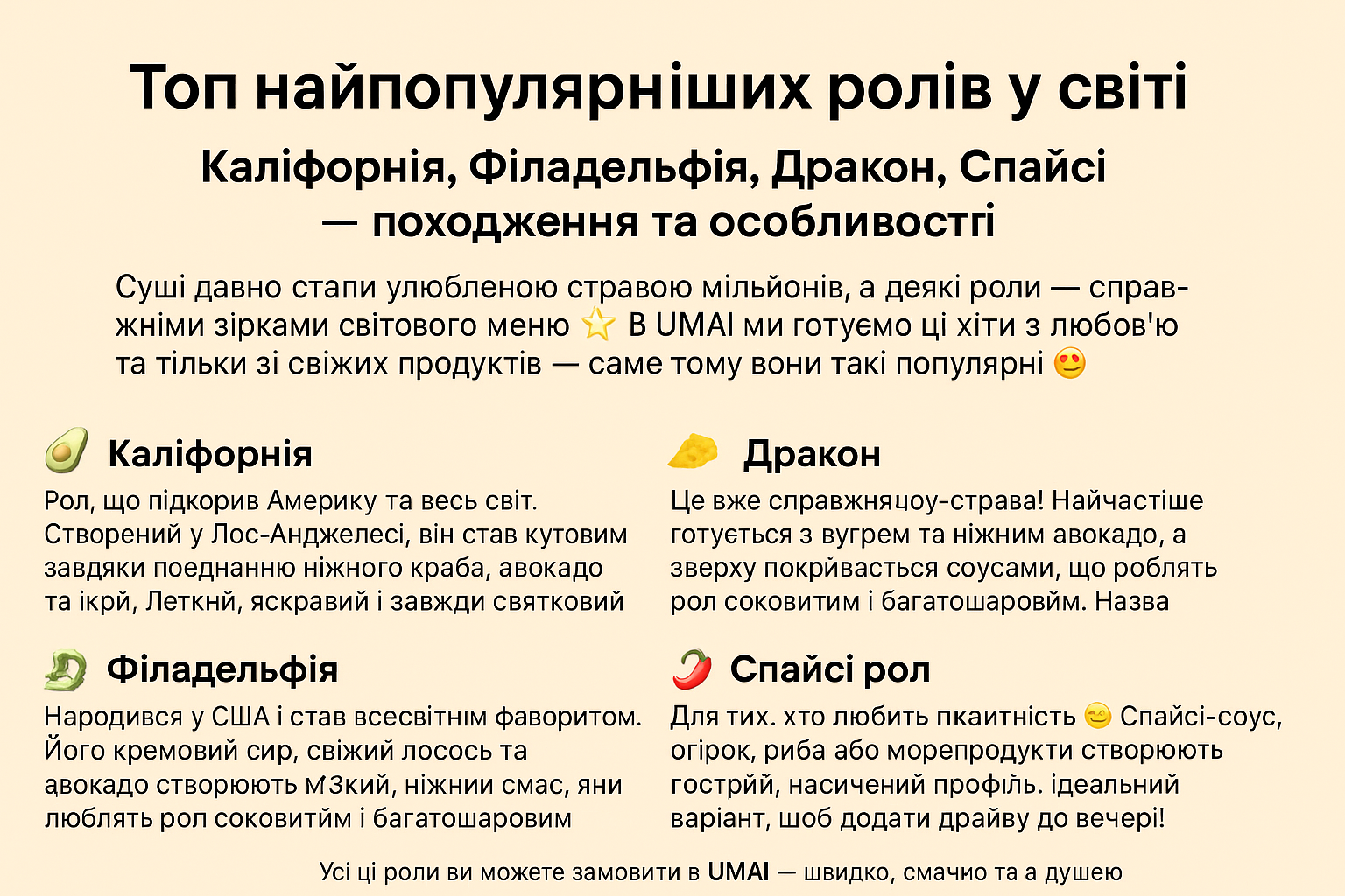 УМАЙ - СМАЧНі СУШІ та РОЛИ , Доставка menu 12
