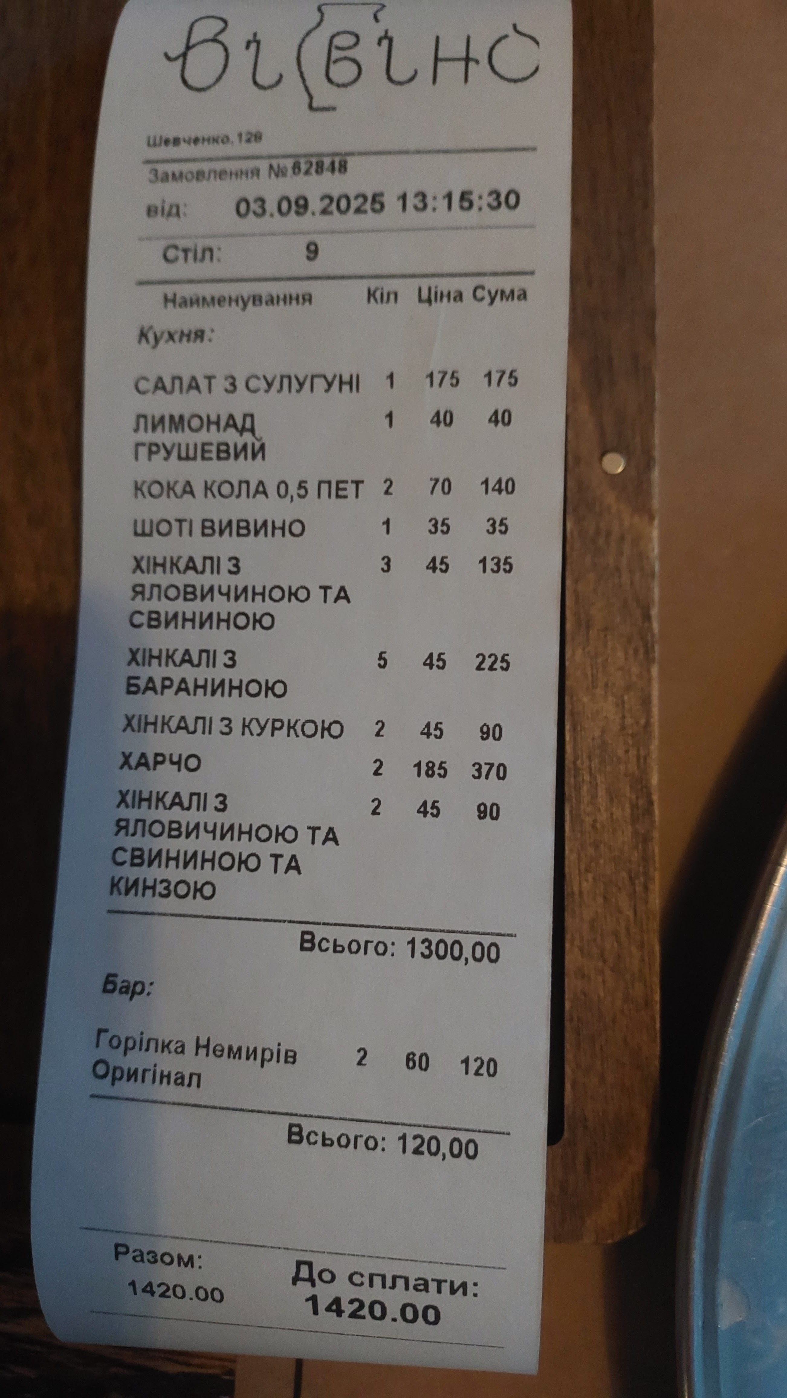 Вівіно menu 12