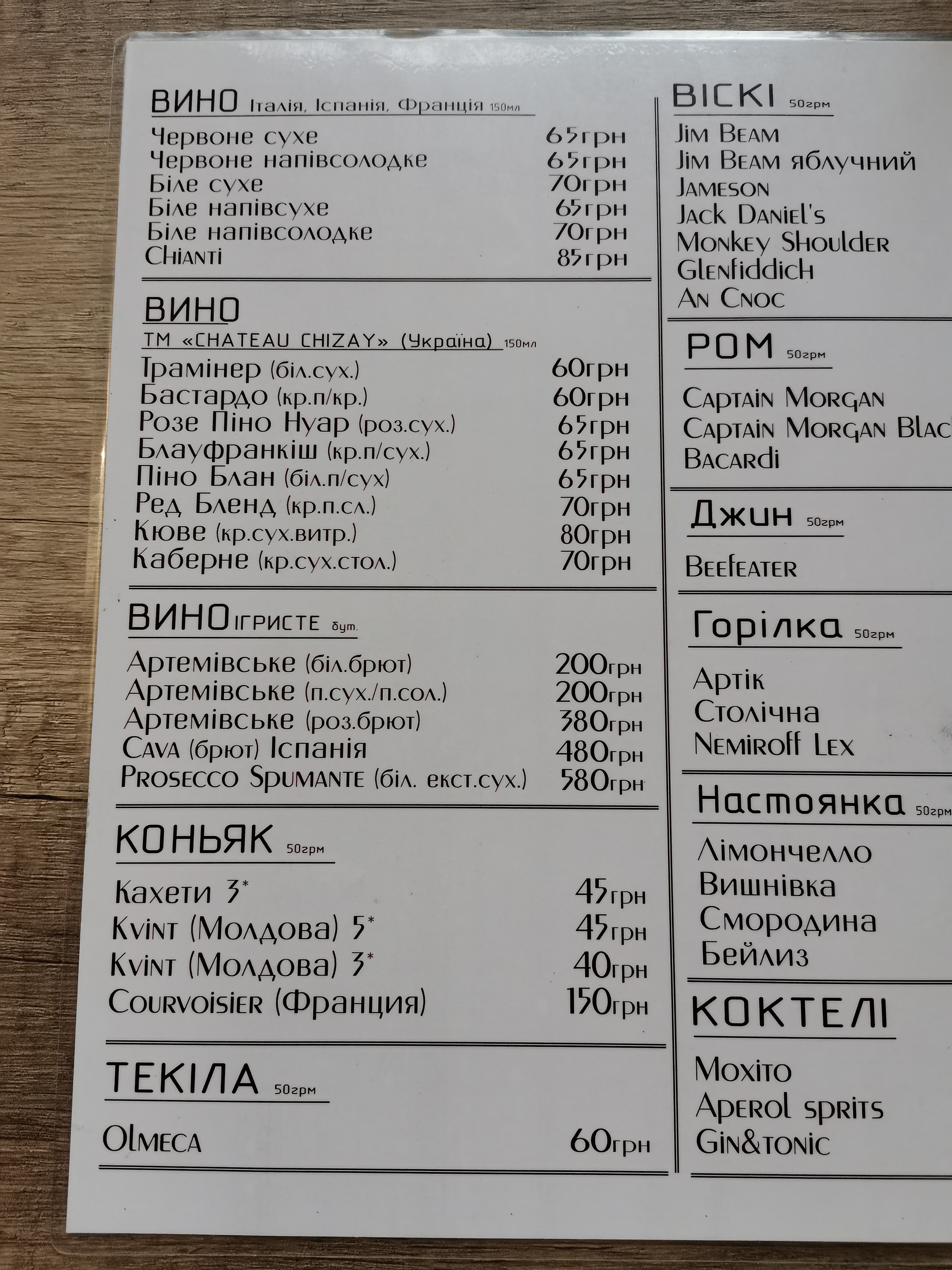 Духовка бар menu 12