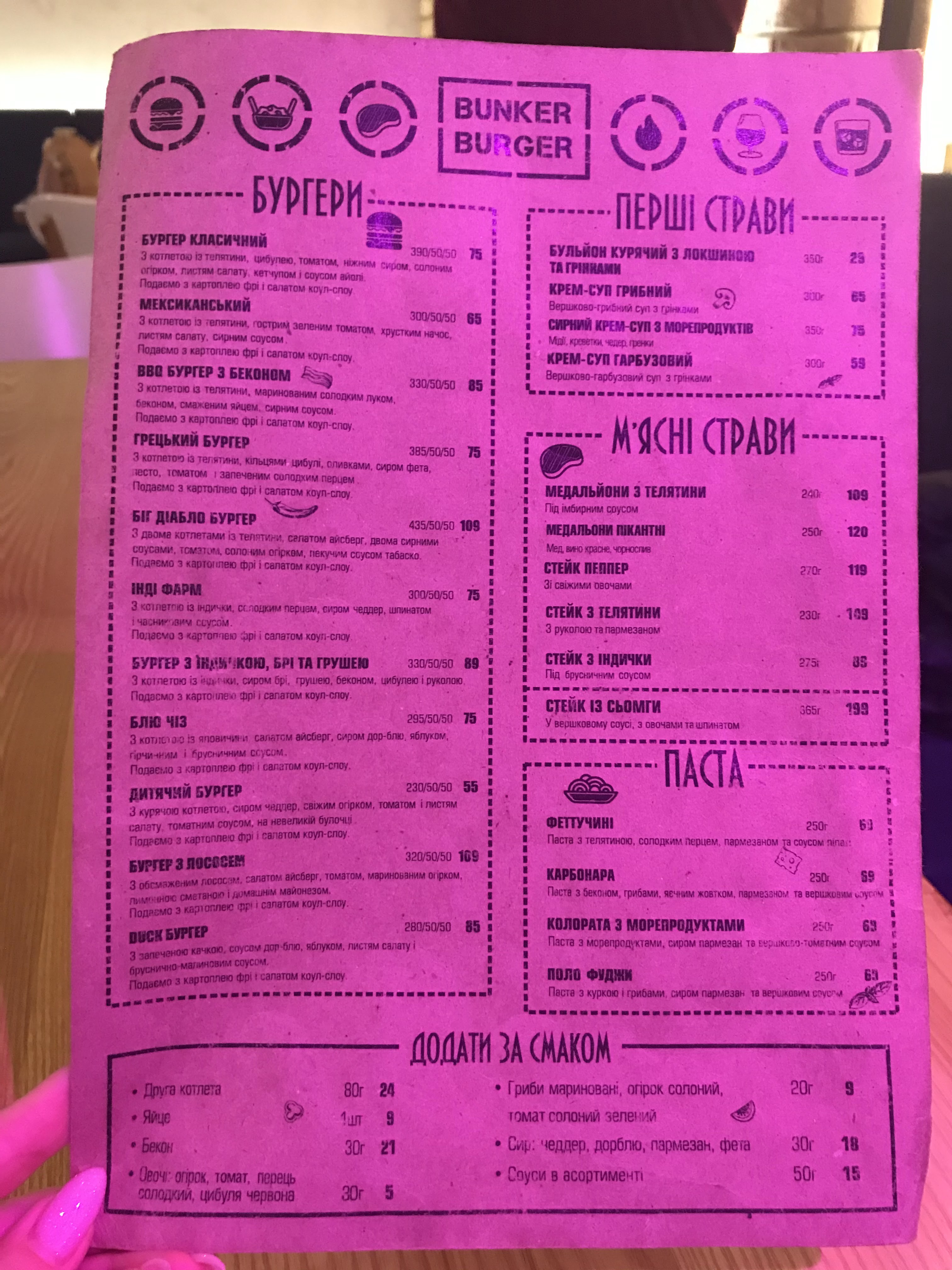 BunkerBurgerBar menu 9