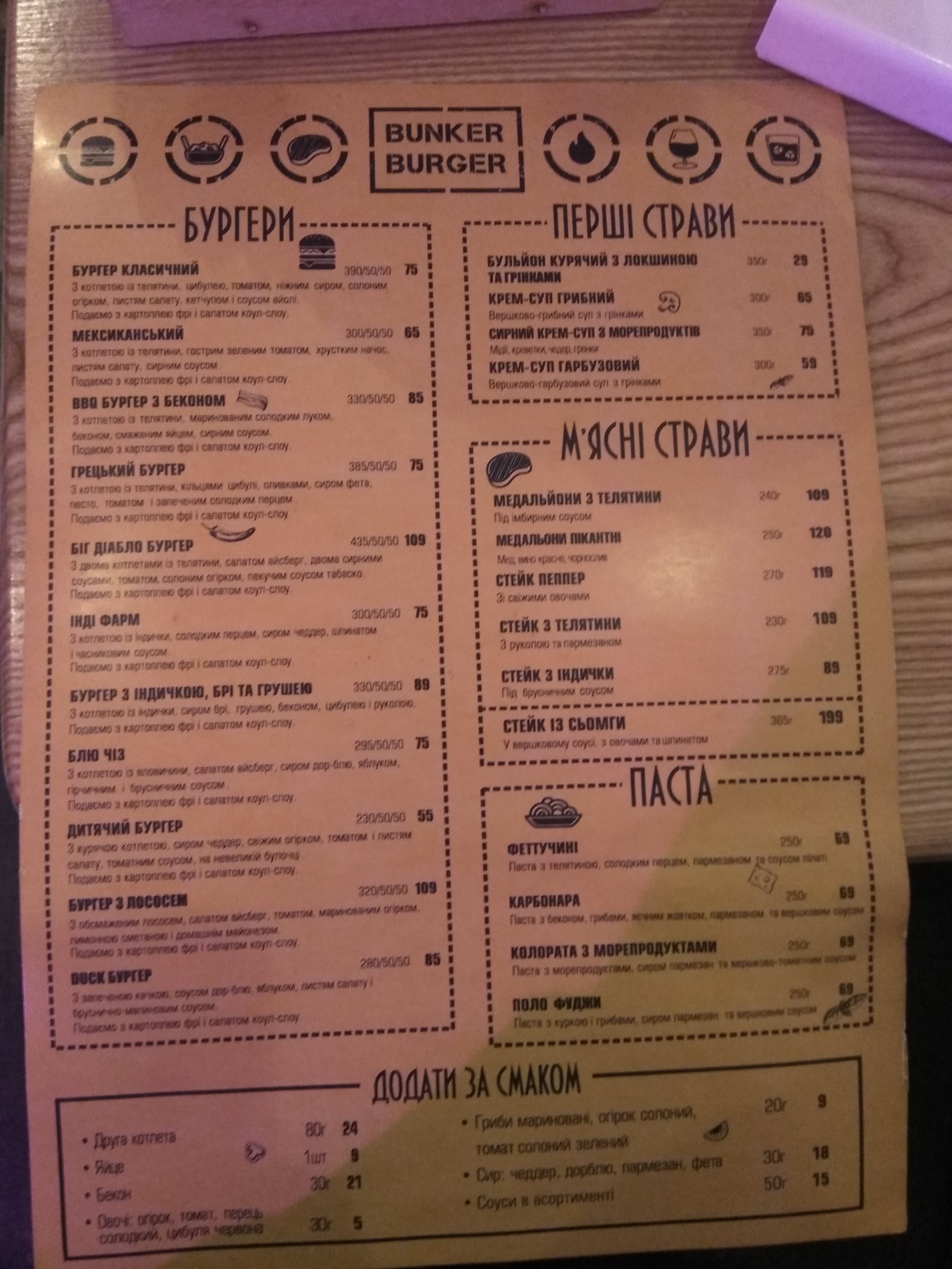 BunkerBurgerBar menu 11