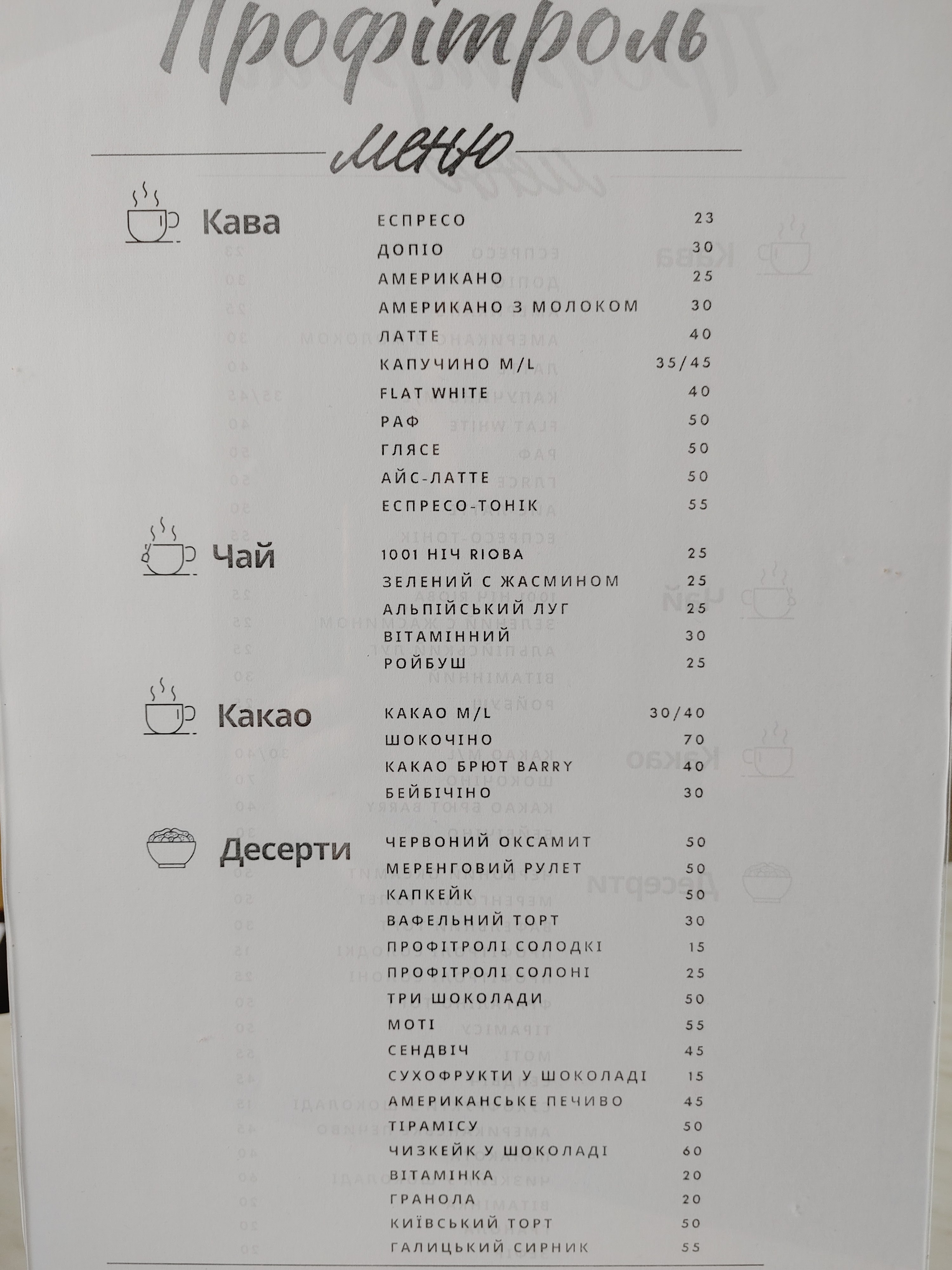 Профітроль menu 1