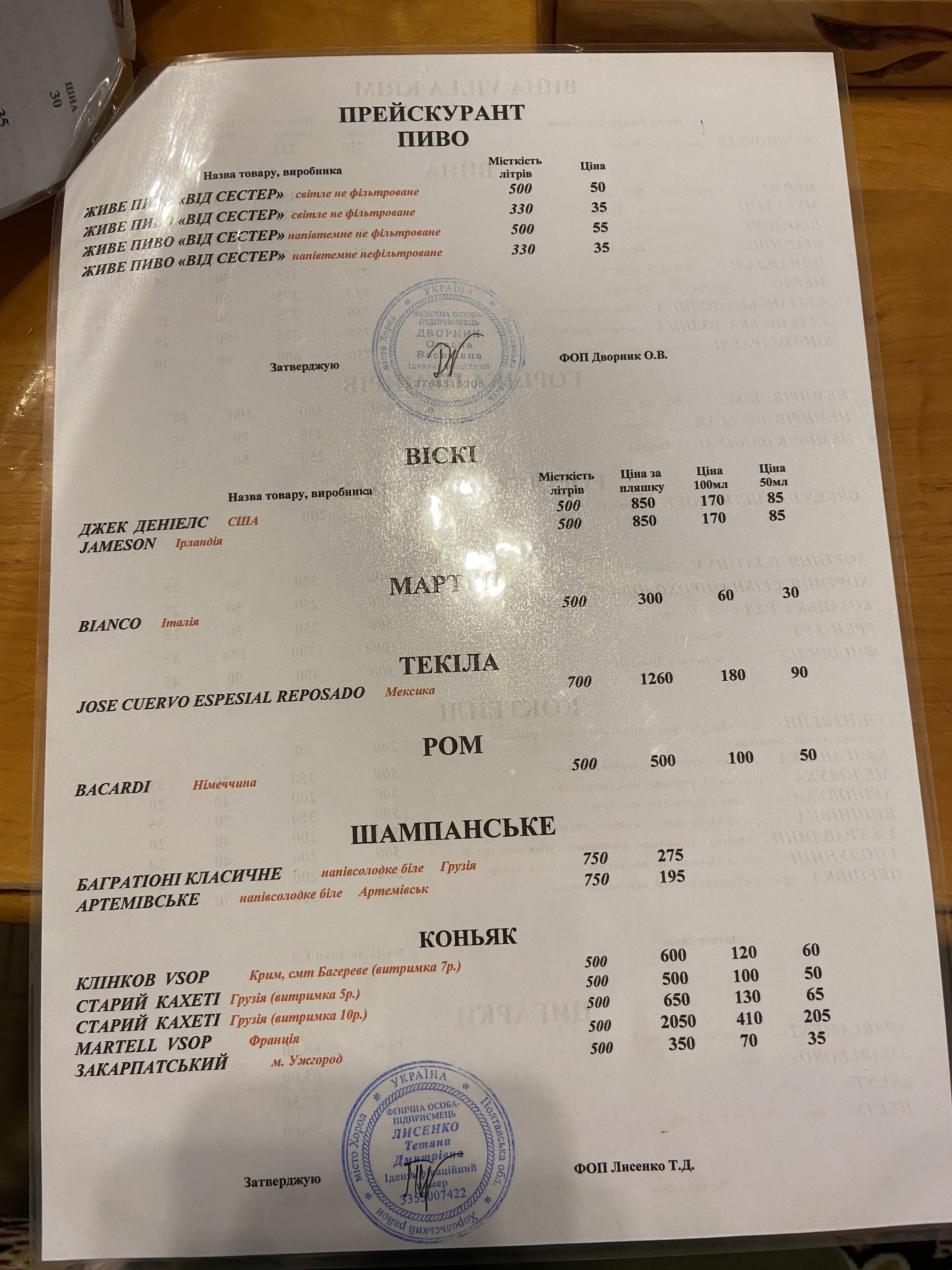 U sestyor menu 12