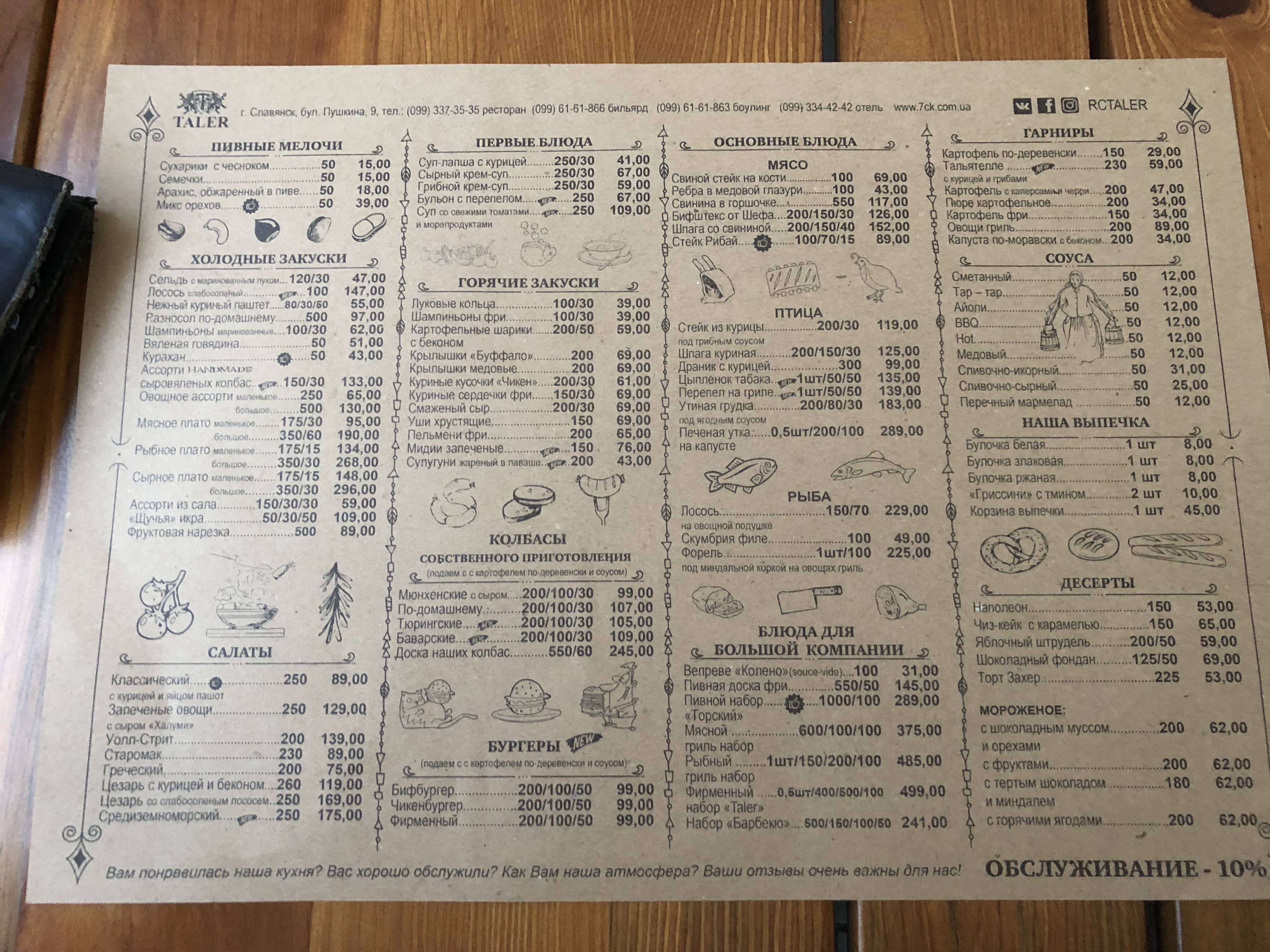 Taler menu 4
