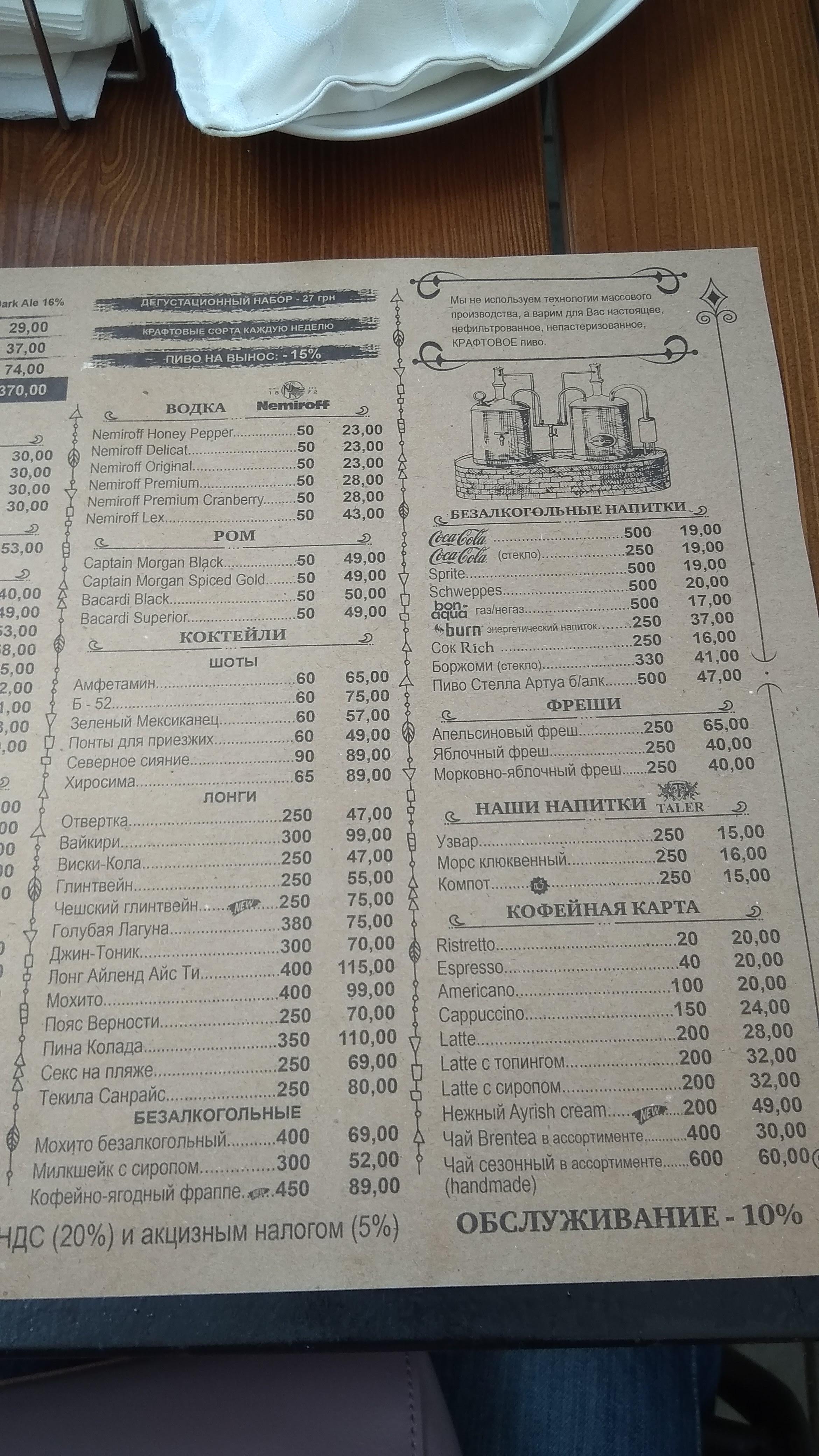 Taler menu 12