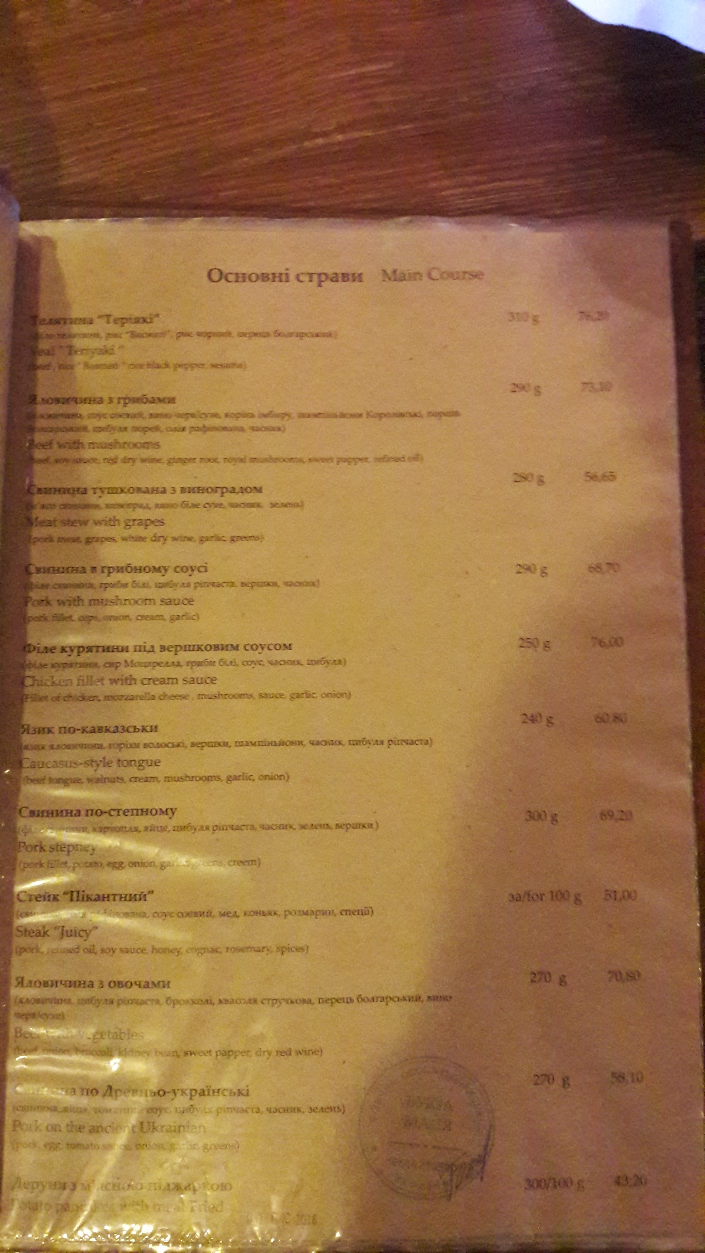 Pani Zhuravlyna menu 12