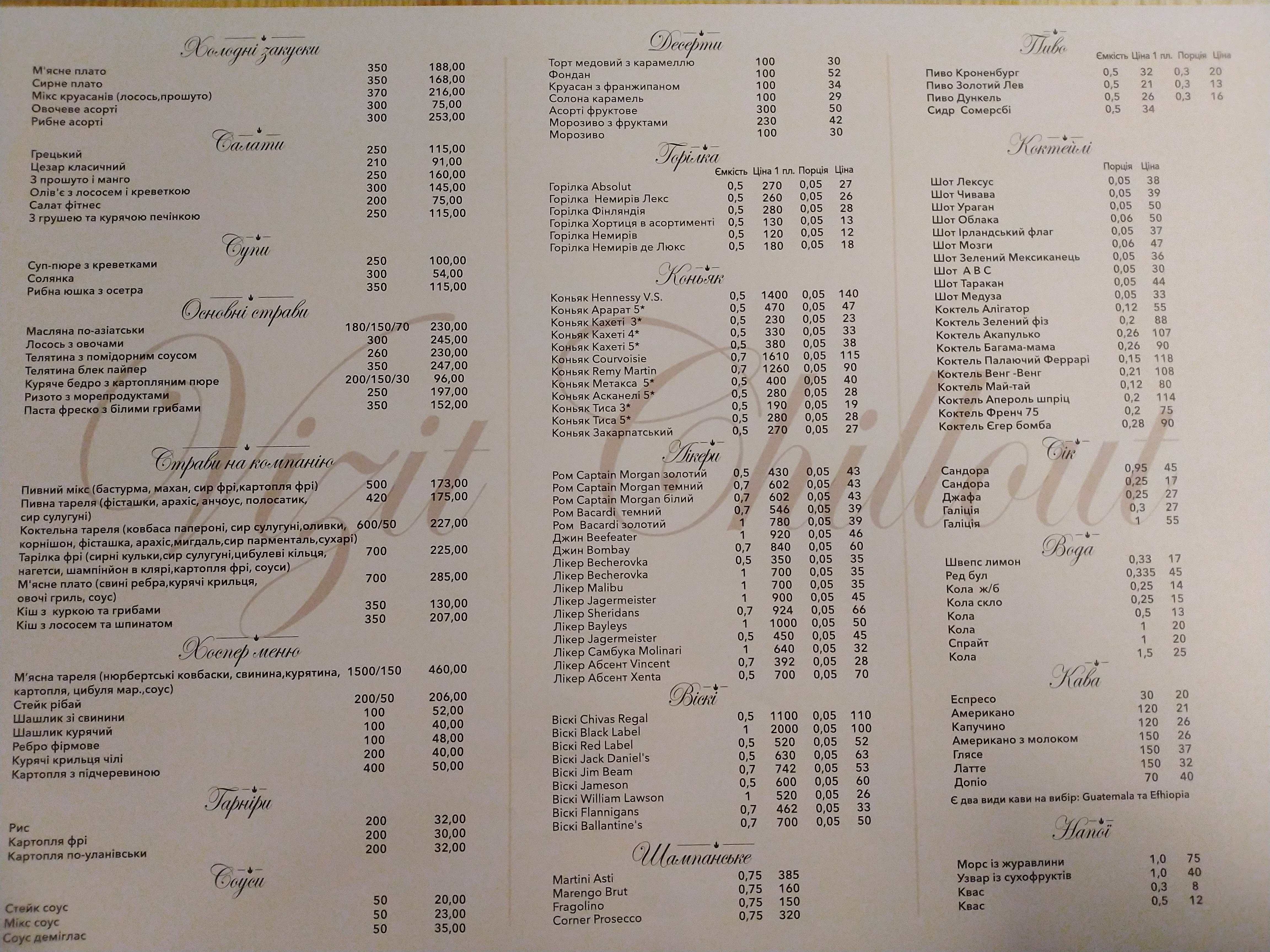 Vizyt menu 1