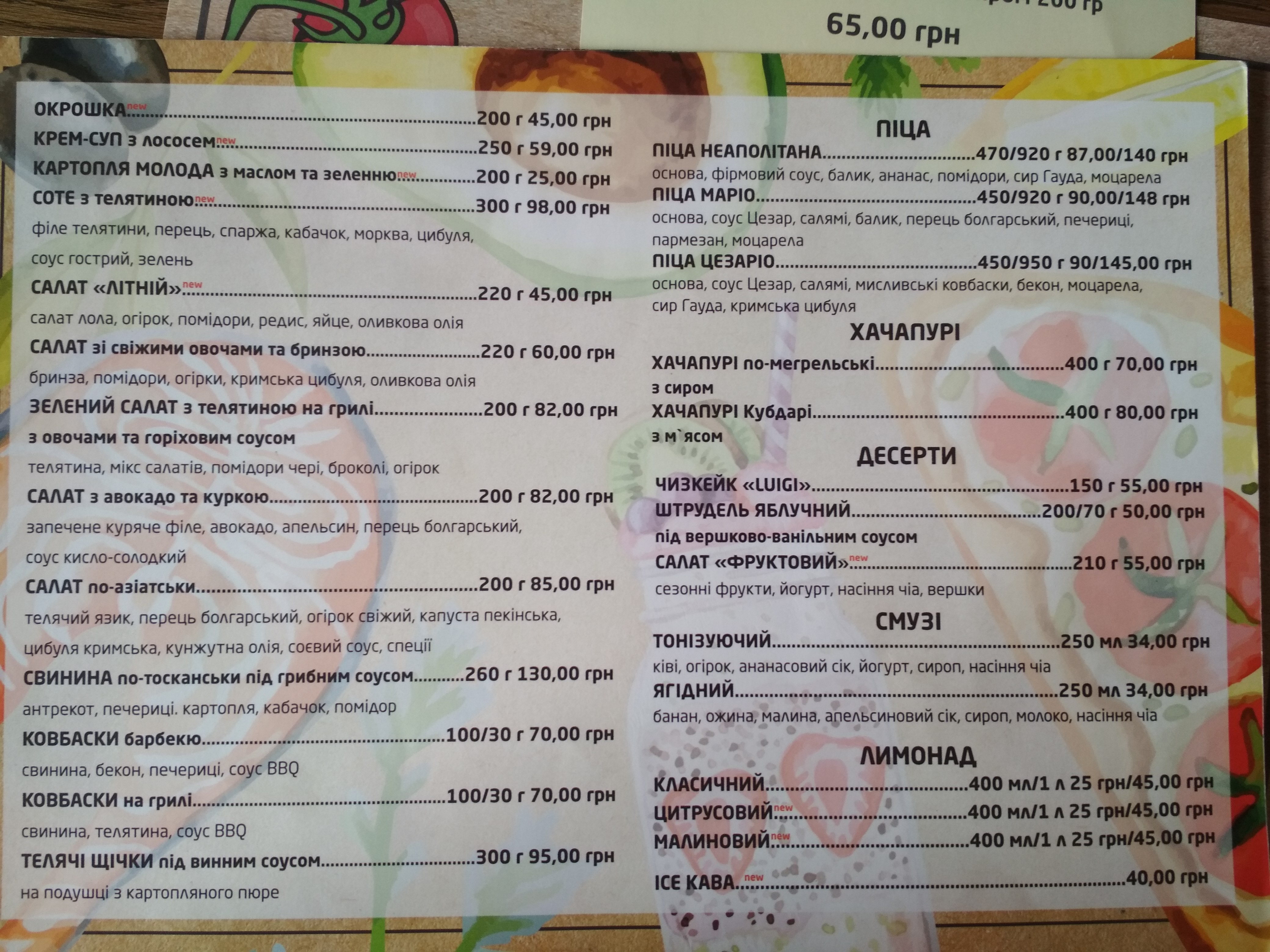 Сімейне Кафе Luigi menu 4