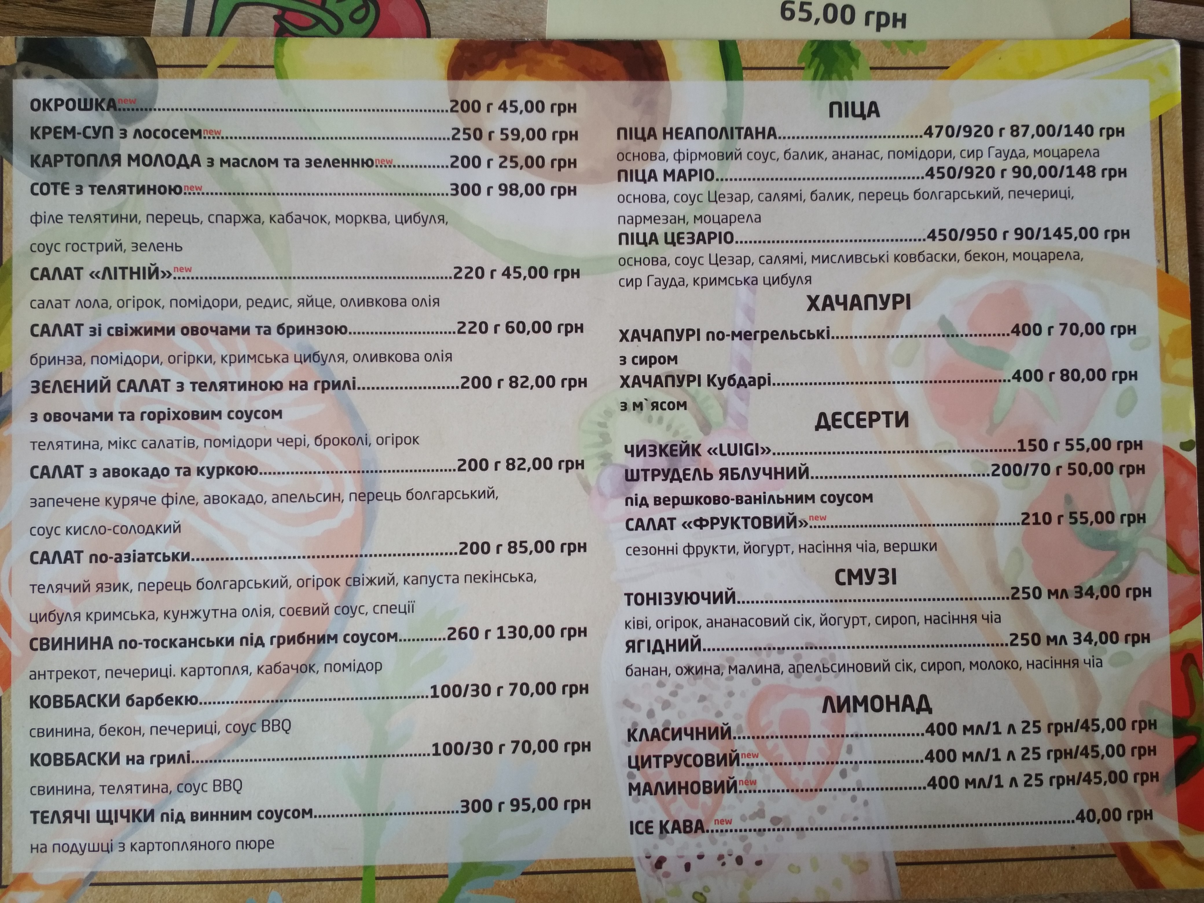 Сімейне Кафе Luigi menu 6