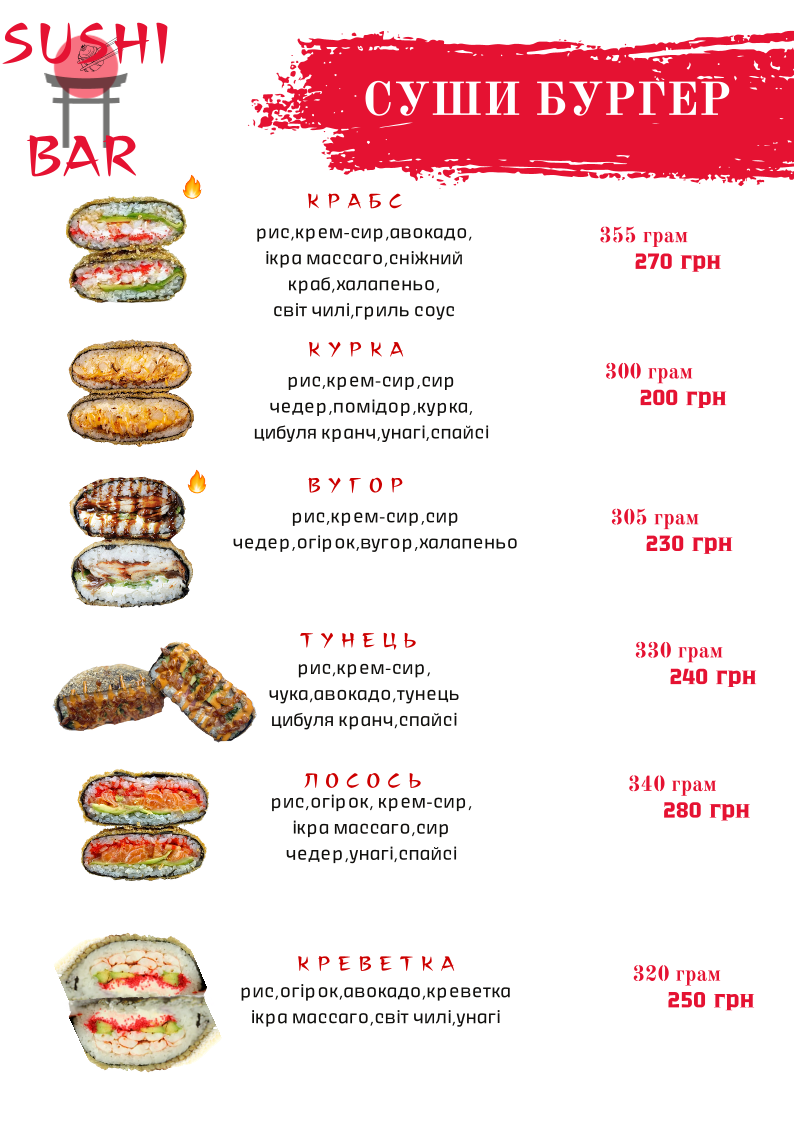 СУШІ БАР menu 1