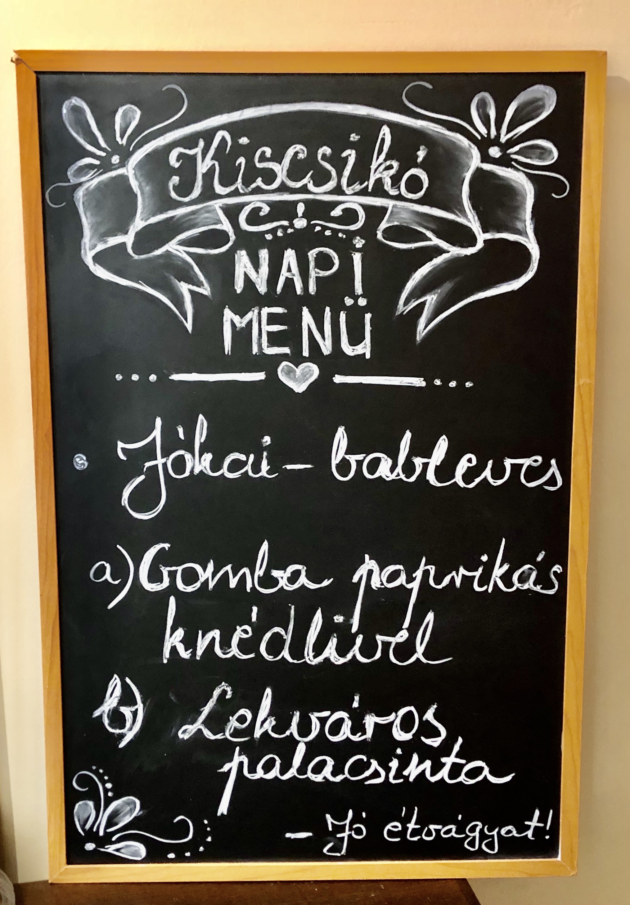 Kiscsikó menu 1