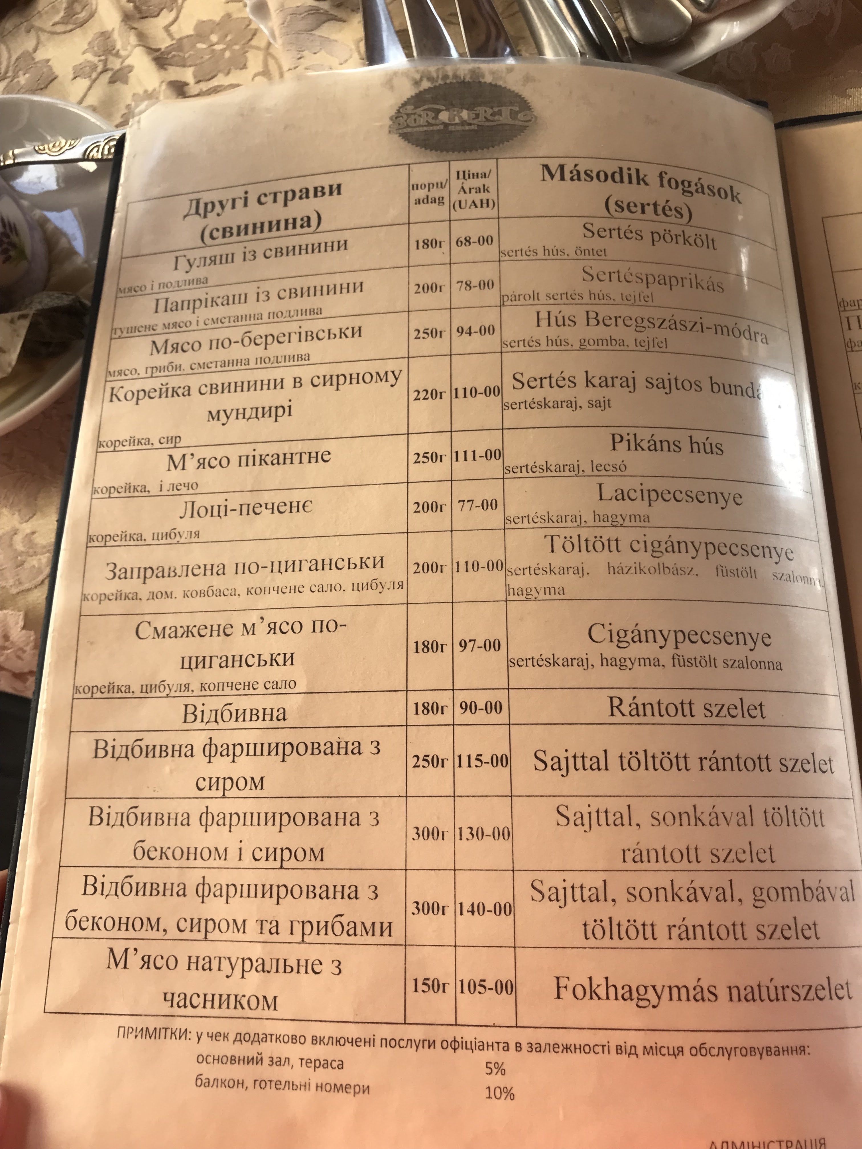 Restaurant Sherkert menu 8