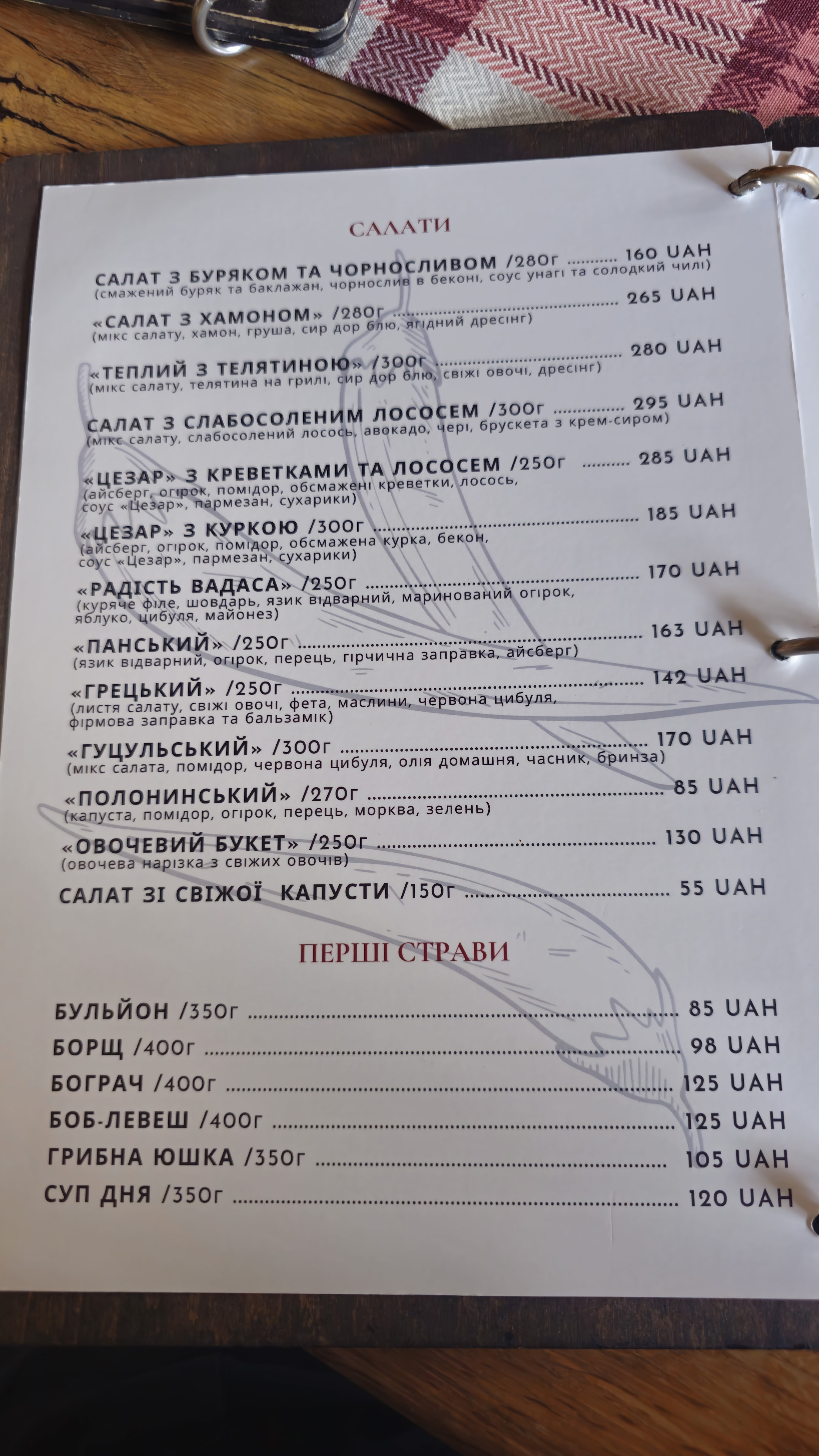 Кафе «Паприка» Виноградів menu 1
