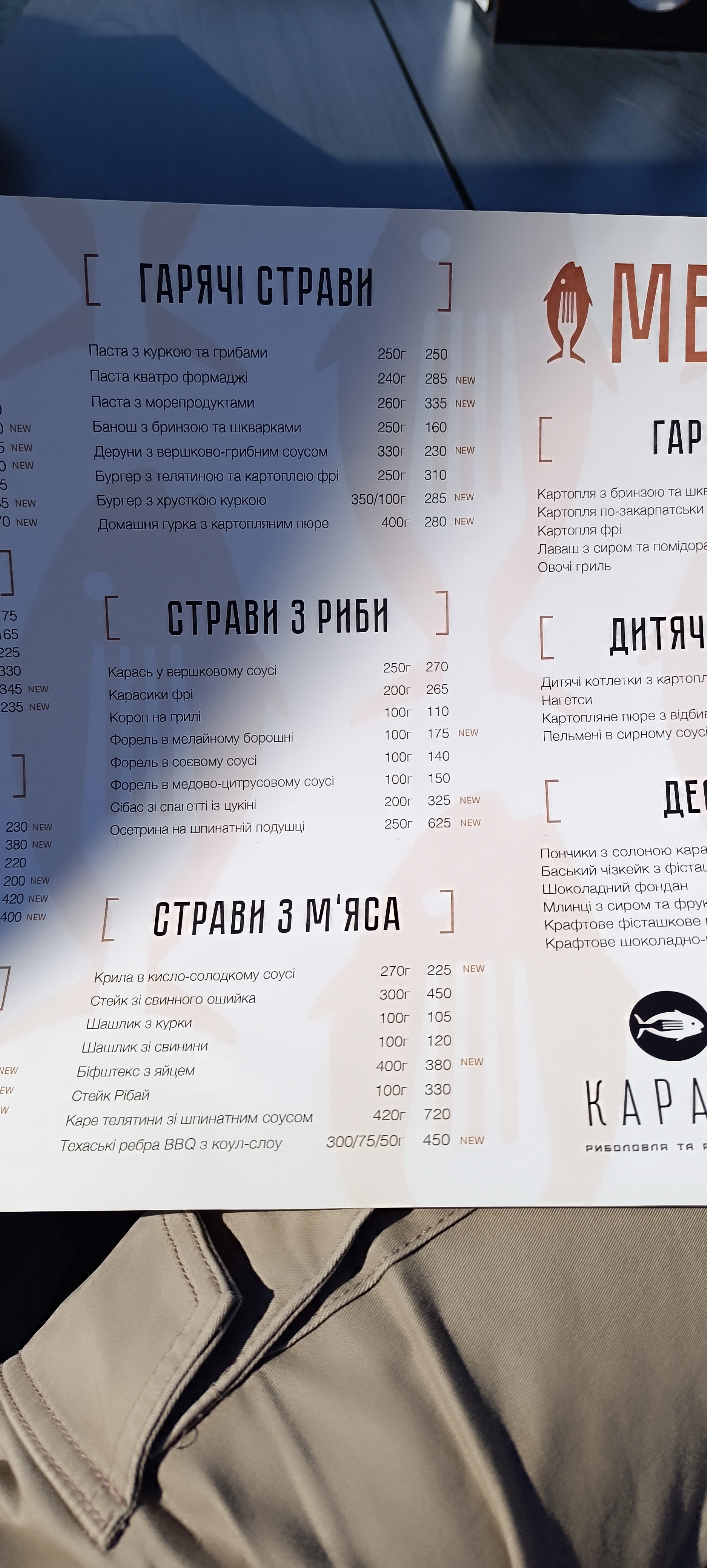 Karasʹ Rybolovlya Ta Restoratsiya menu 3