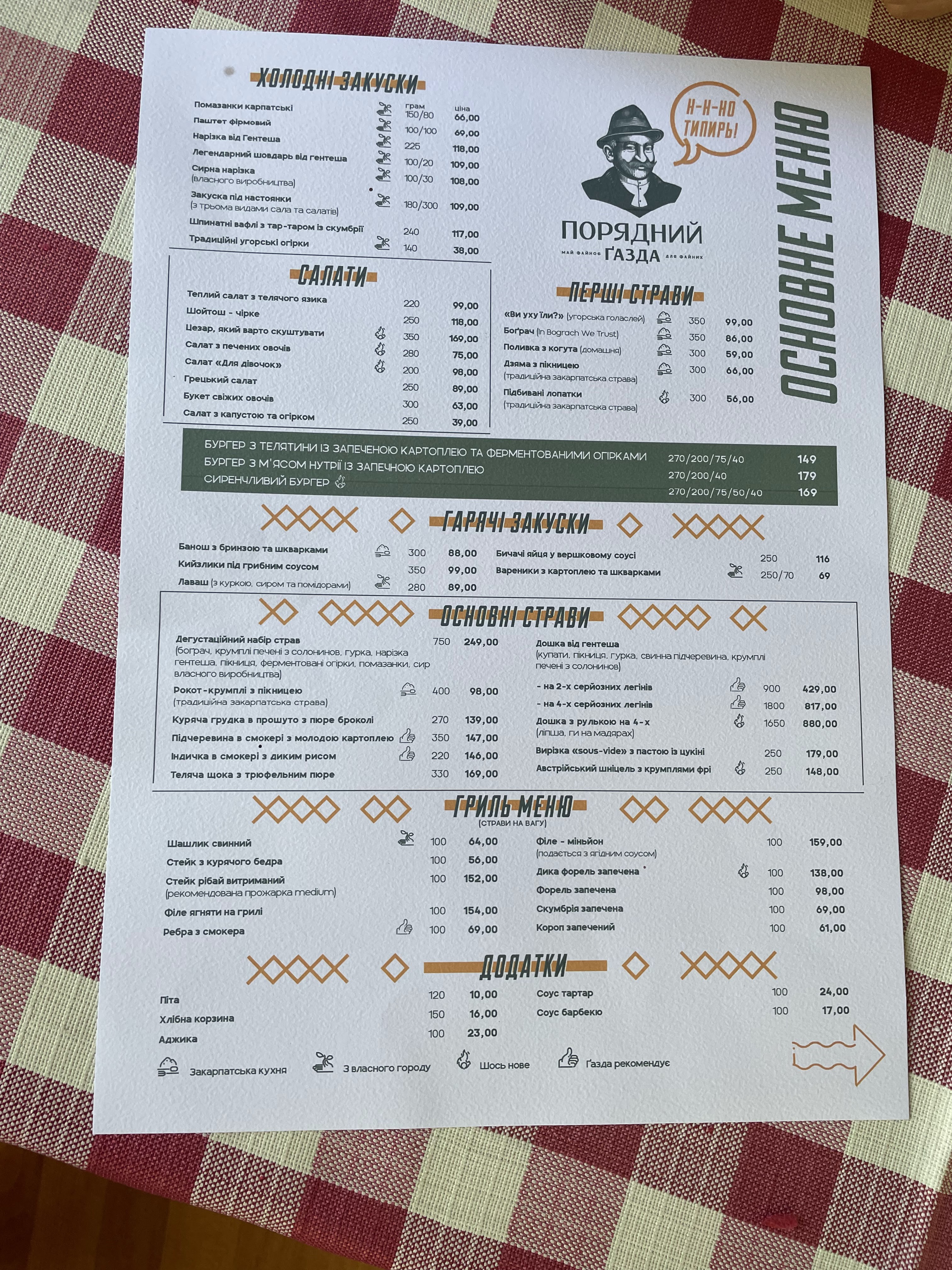 Порядний Ґазда menu 7