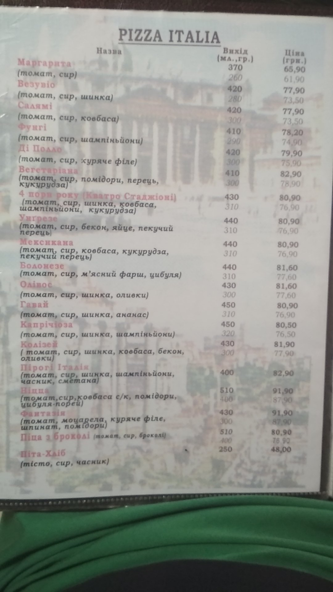 Kolizey menu 5