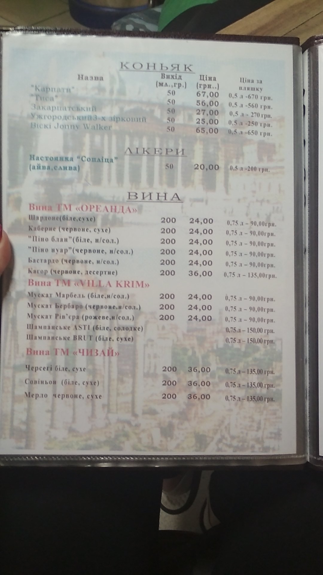 Kolizey menu 6