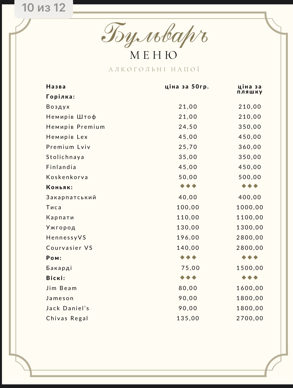 Bulʹvar menu 1