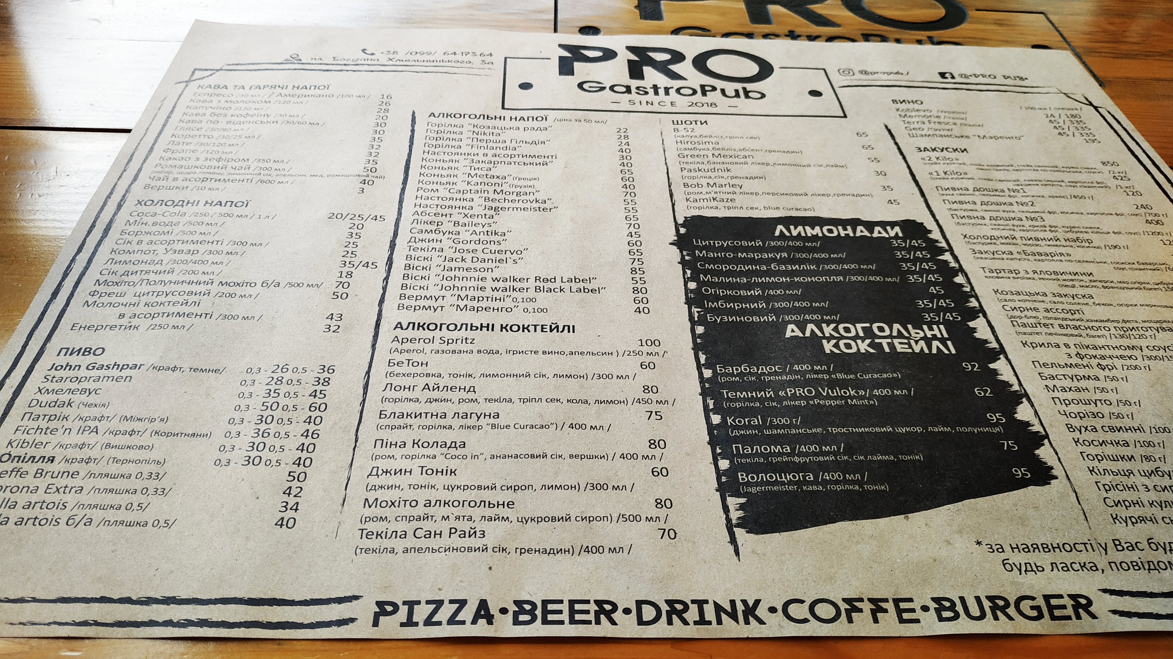 PRO GastroPub. menu 7