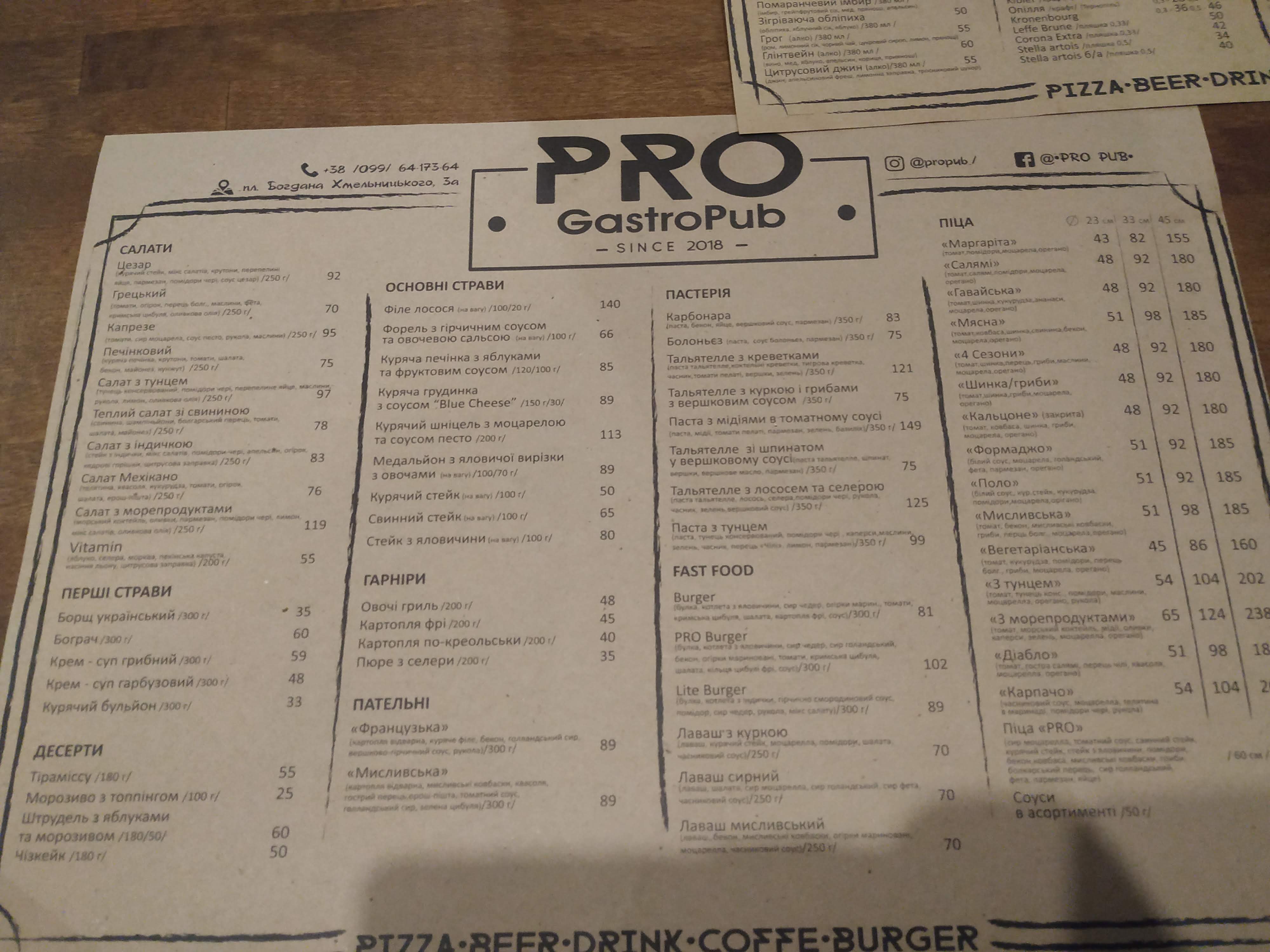 PRO GastroPub. menu 11