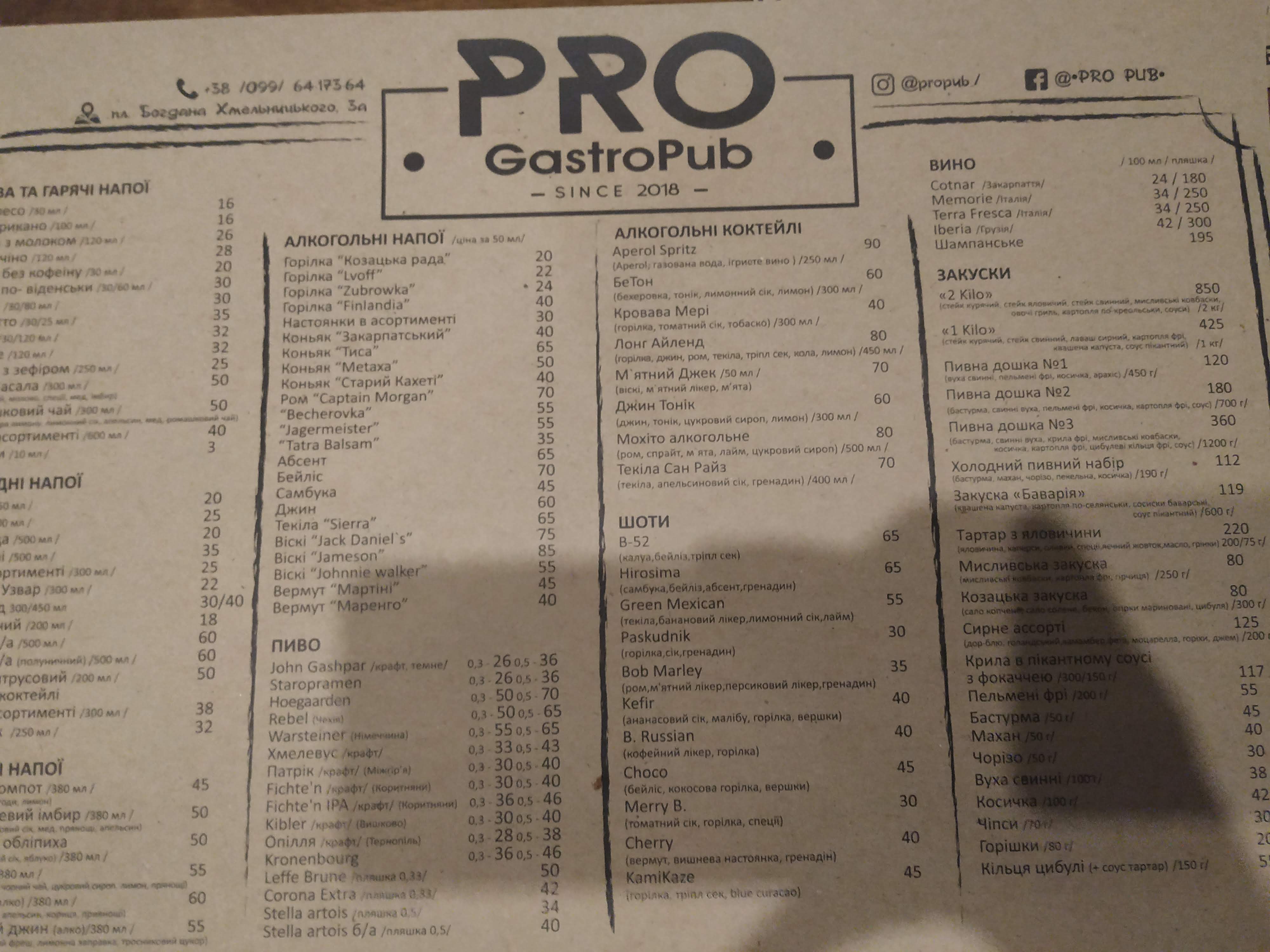 PRO GastroPub. menu 12