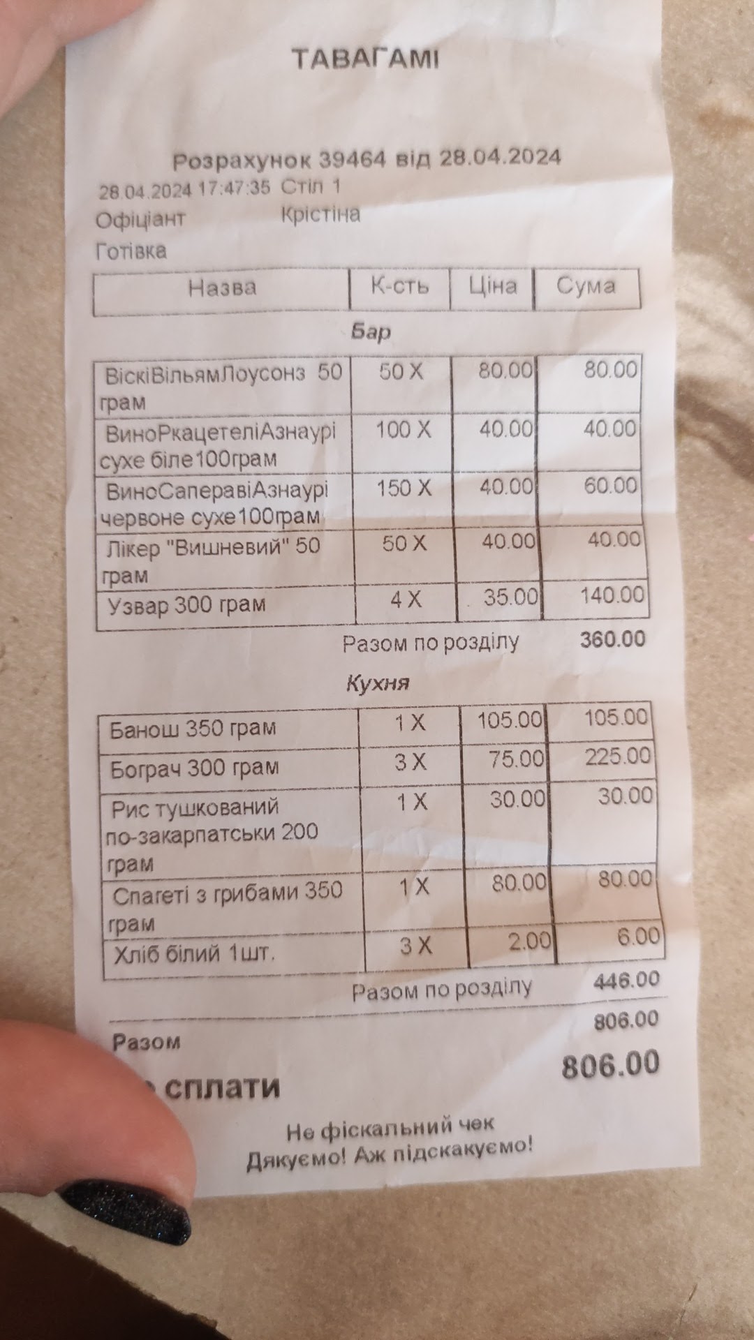 Tavahami menu 4